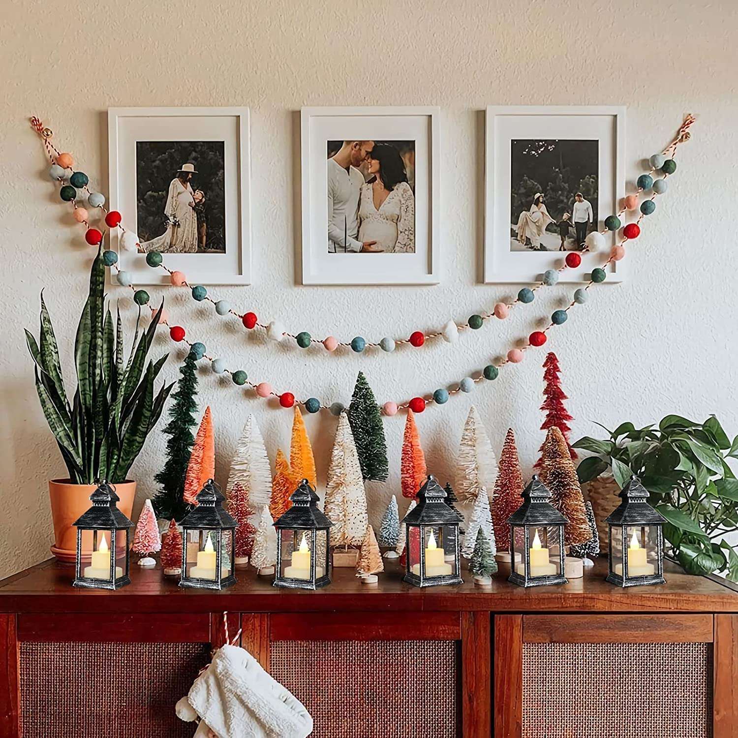 MARZIX Mini Lantern Christmas Halloween Lantern, Mini Lantern, LED Candle Small Lanterns, Indoor Outdoor Hanging Lanterns Decorative,Hanging Lantern Decorative Tea Light Holder Home Bedroom (12) 6