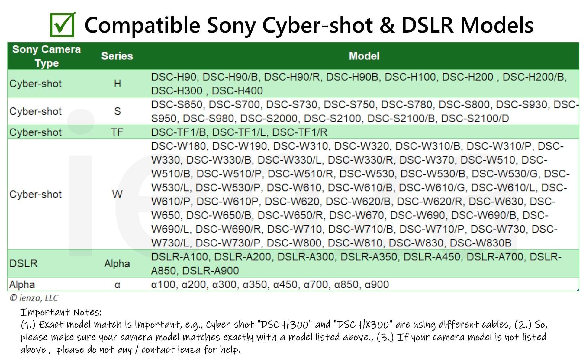 USB PC Data Transfer Battery Charger Cable for Select Sony Cybershot DSC-H200 DSC-H300 DSC-W370 DSC-W800 DSC-W830 DSC-W310 (See / Check Product Description for List of Compatible Models Before Buying) 6