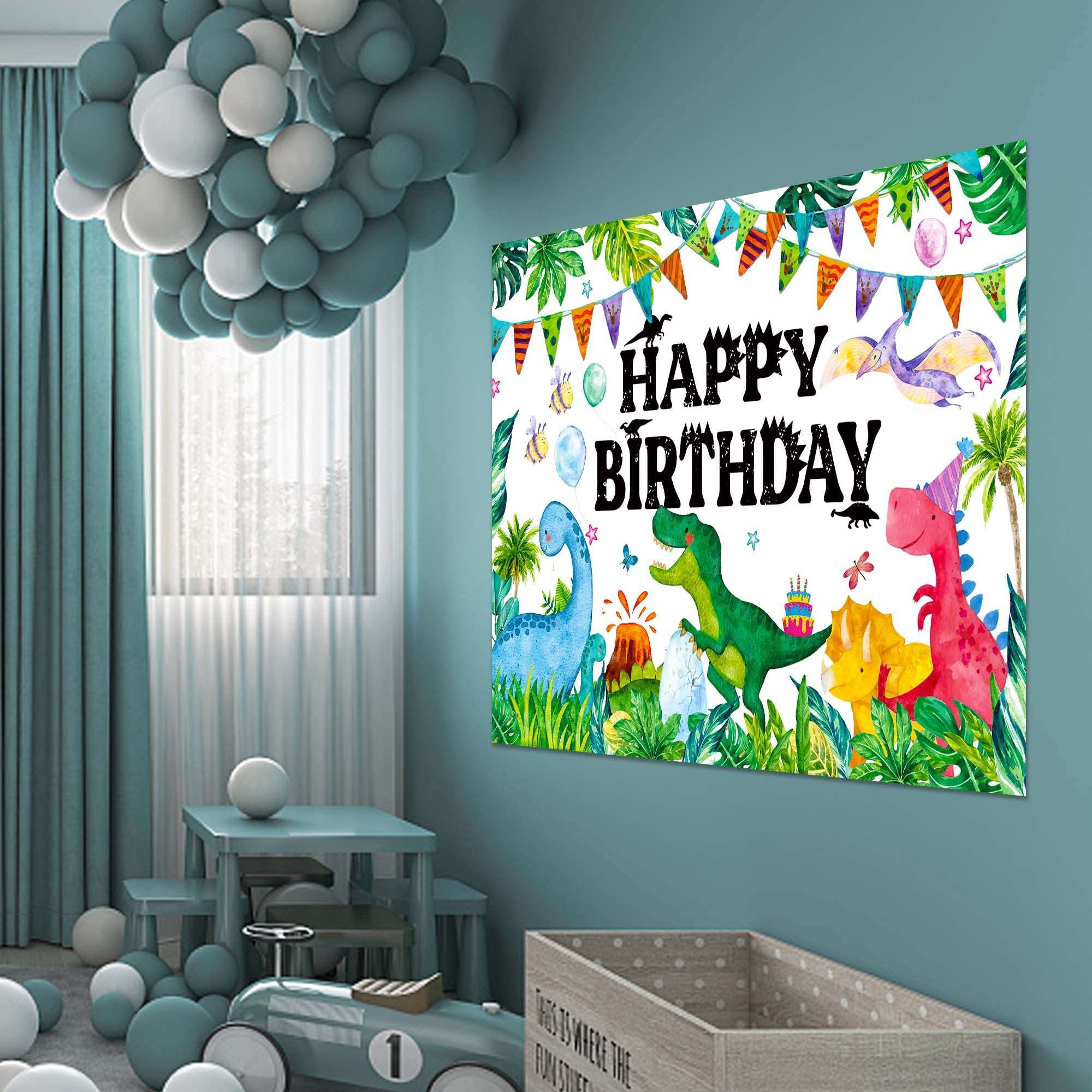 Dinosaur Party Backdrop Watercolor Jungle Dinosaur Birthday Decorations for Kids Dinosaur Theme Background Backdrop Extra Large Wall Banner Outdoor Party Supplies 7 x 5 ft 5