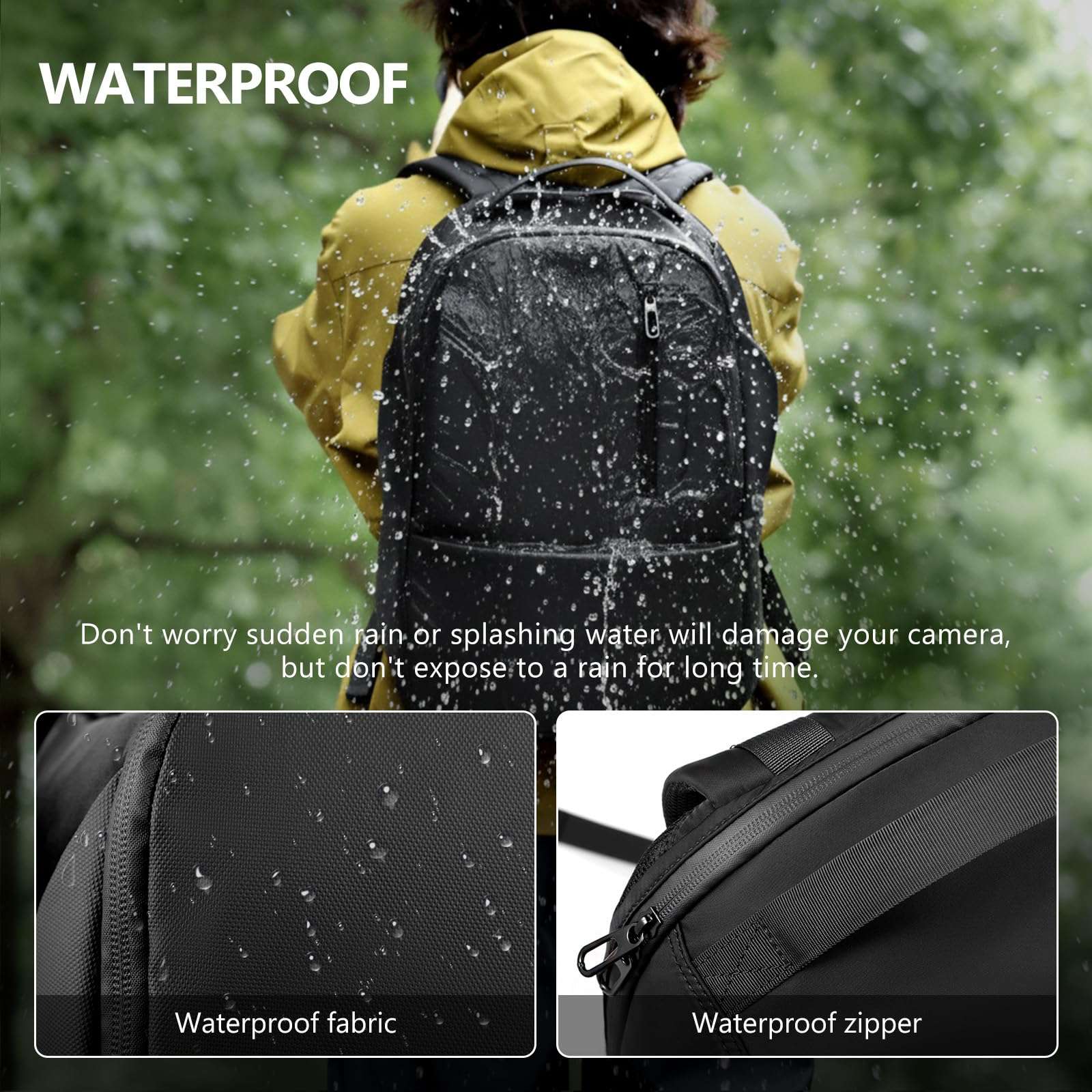 TAAOKA Camera Backpack, DSLR/SLR/Mirrorless Camera Bag for Photographer, Waterproof Camera bag with Tripod Holder & 16in Laptop Compartment Compatible with Canon/Nikon/Sony, Black 3