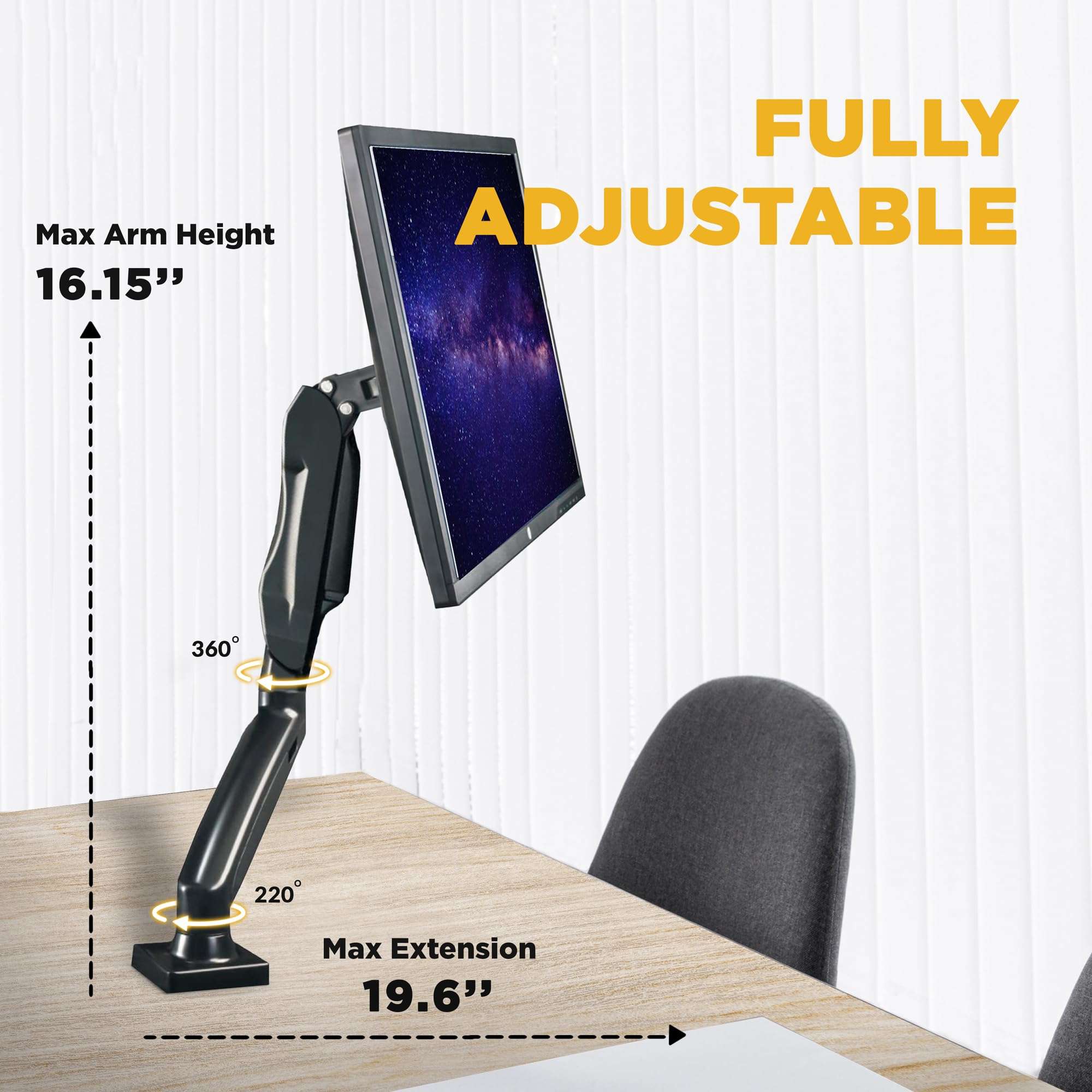 SUPRHOME Monitor Stand With 360° Rotation (One-Year Warranty) Gaming Room Setup | Monitor Arm Desk Mount With Gas Spring Technology | Riser Stand For Desk | Organize & Elevate Your Workspace 5