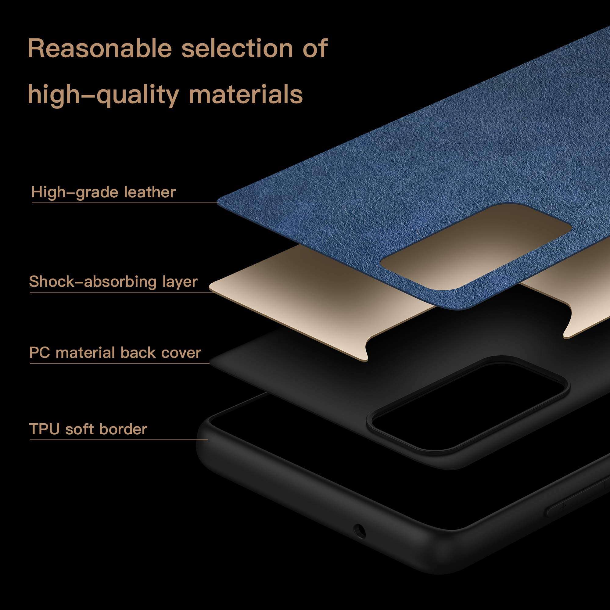 Arkour for Samsung Galaxy S20 FE 5G Case, Thin Slim Luxury Leather Business Vintage Non-Slip Soft Grip Shockproof Protective Phone Cover Cases for Samsung Galaxy S20 FE (Blue) 6