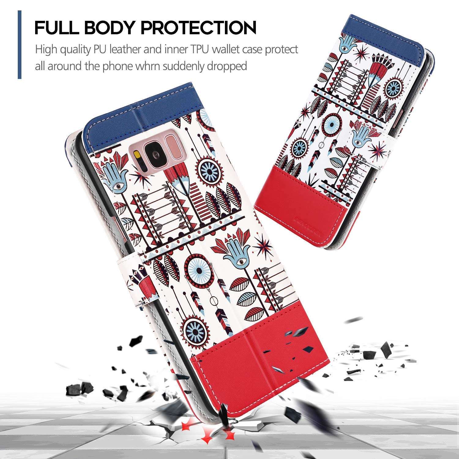 BENTOBEN Samsung Galaxy S8 Plus Case, Galaxy S8 Plus Wallet Flip Kickstand Case 2