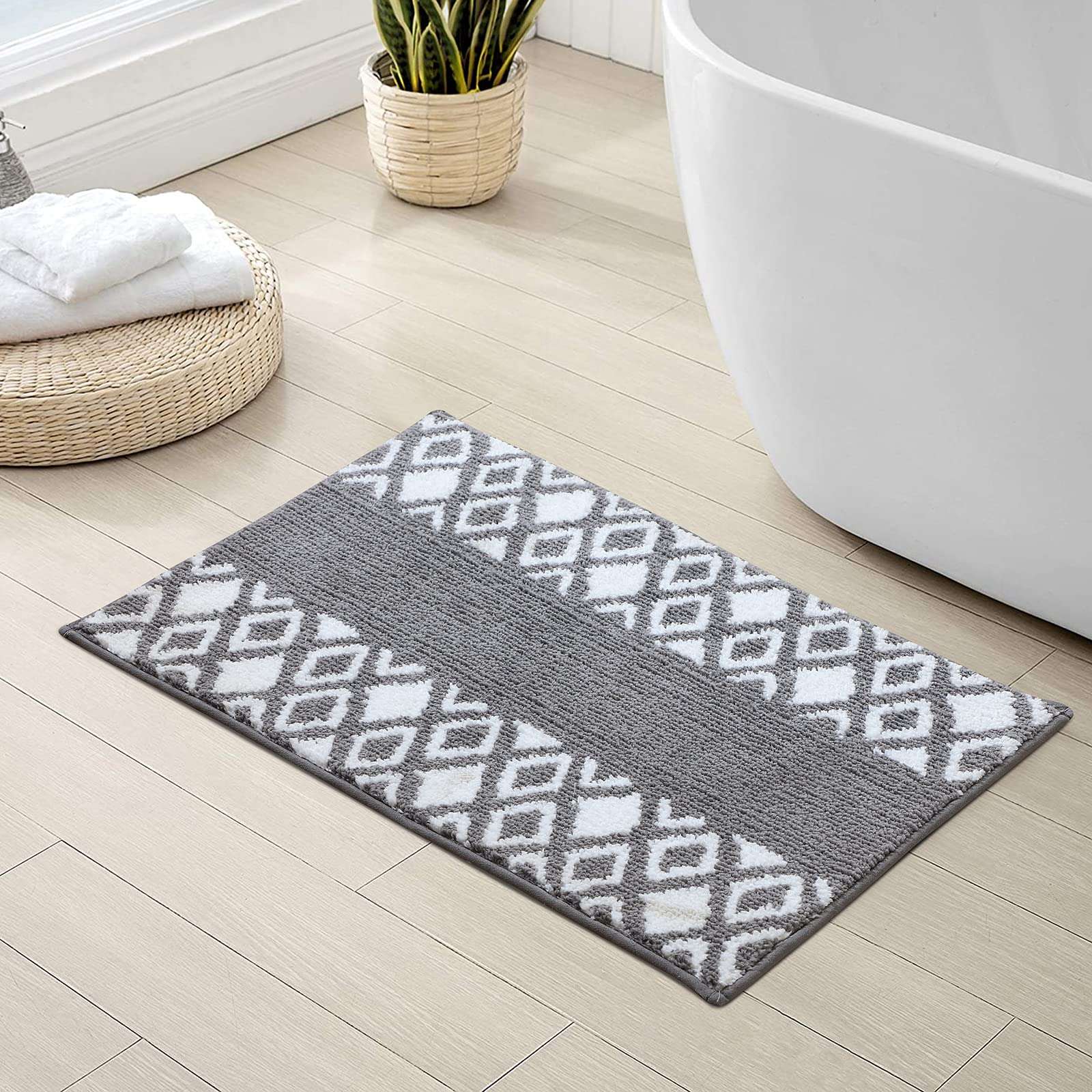 Spread Spain Microfibre Bathroom mat Absorbing & Soft mat for Bathroom Quick Dry Rubber Backed Anti-Slip Floor Mat Non Slip mat for Home, Kitchen, Set of 2 (Grey, 40x60 cm) 5
