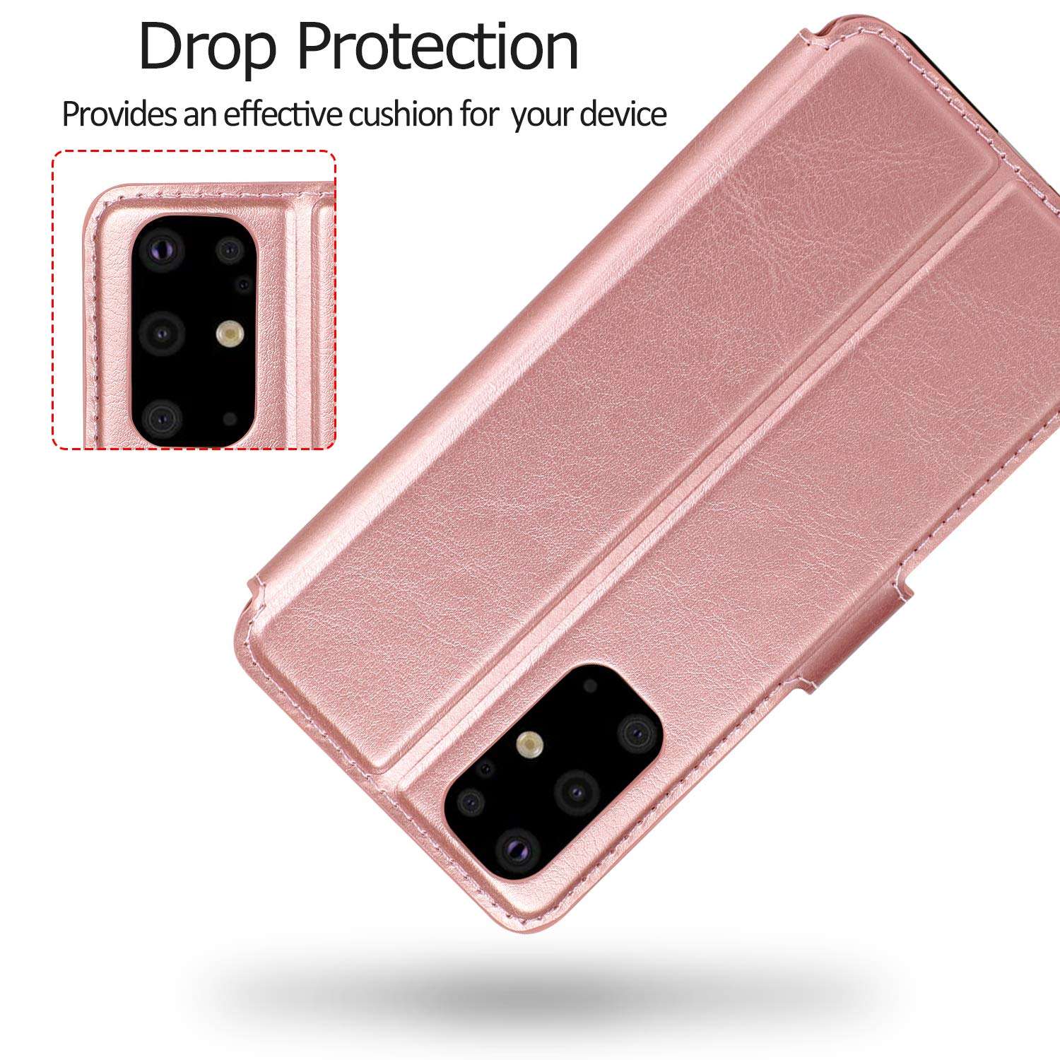 QLTYPRI for Samsung Galaxy S21 Ultra 5G Case PU Leather Flip Case with Card Slots Viewing Stand Magnetic Closure Flip Folio Cover Simple Wallet Cover for Galaxy S21 Ultra 6.8 inch - Rose Gold 5