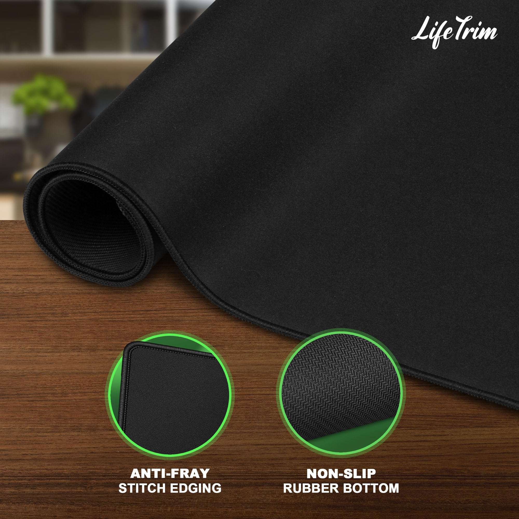 LifeTrim 55” x 23” XXL Mouse Pad Gaming 5mm Thick Extended Keyboard Mat Full Desk Cover Pad XXL Mat Giant Extra Large Gaming Mouse Pad XXXL Mousepad Black Large Desk Mats Deskpad 3