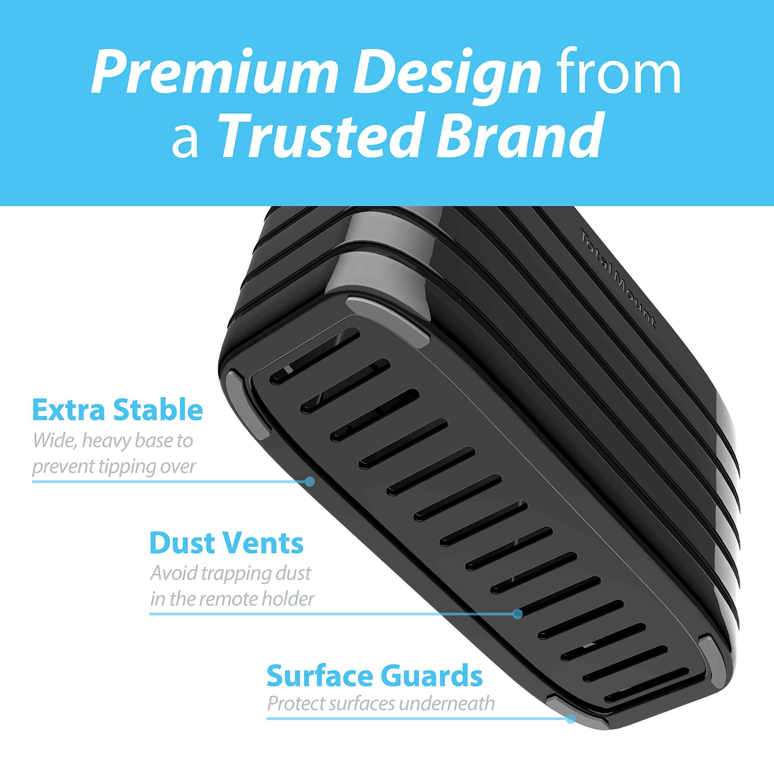 TotalMount Remote Control Holder – Premium Quality and Extra Stable to Place Near Your TV, Bed, or Table (Large – Fits Four Remotes, Premium Black) 5