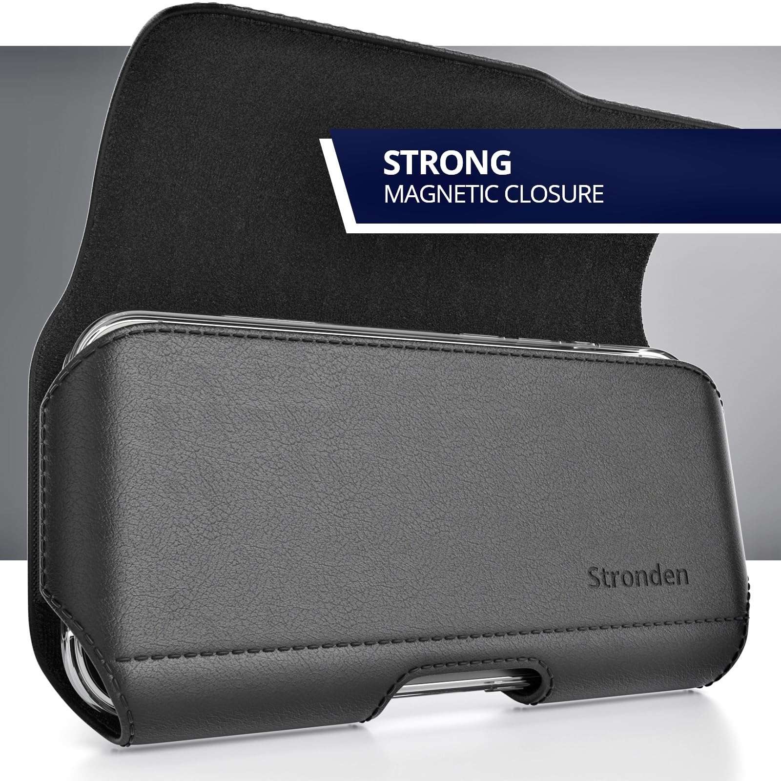 Stronden Holster for iPhone SE (2022, 2020), iPhone 8 - Leather Belt Case with Magnetic Cloure, Metal Belt Clip & Belt Loops Phone Pouch (Fits Slim/Battery Case) 2