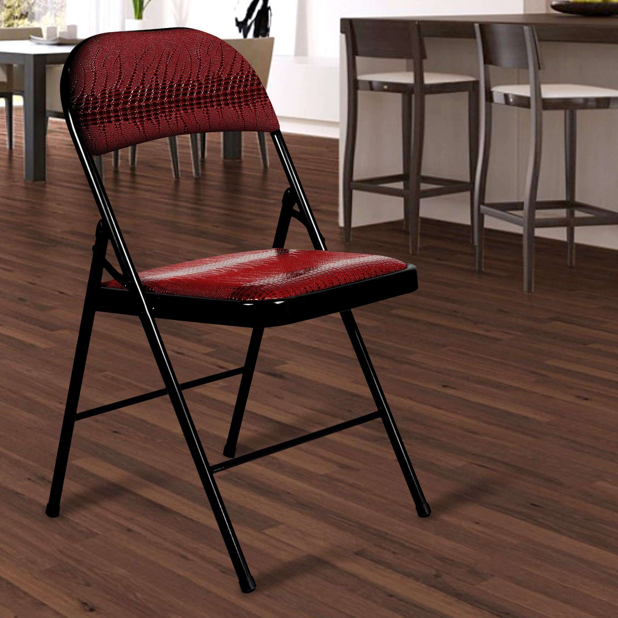 Story@Home Folding Chairs Portable Foldable Dining Chairs Home Office Student Study Chair, Black and Brown 2