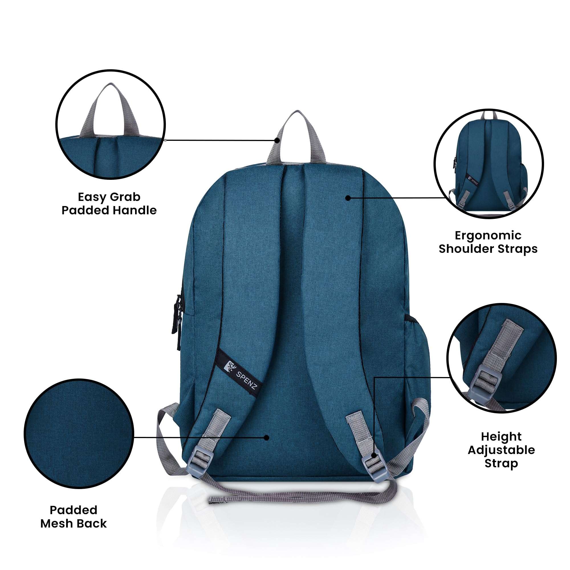 Spenz Saffron Mini Laptop Casual Backpack for Office School & College | Bag for Men & Women (Royal Blue) 6