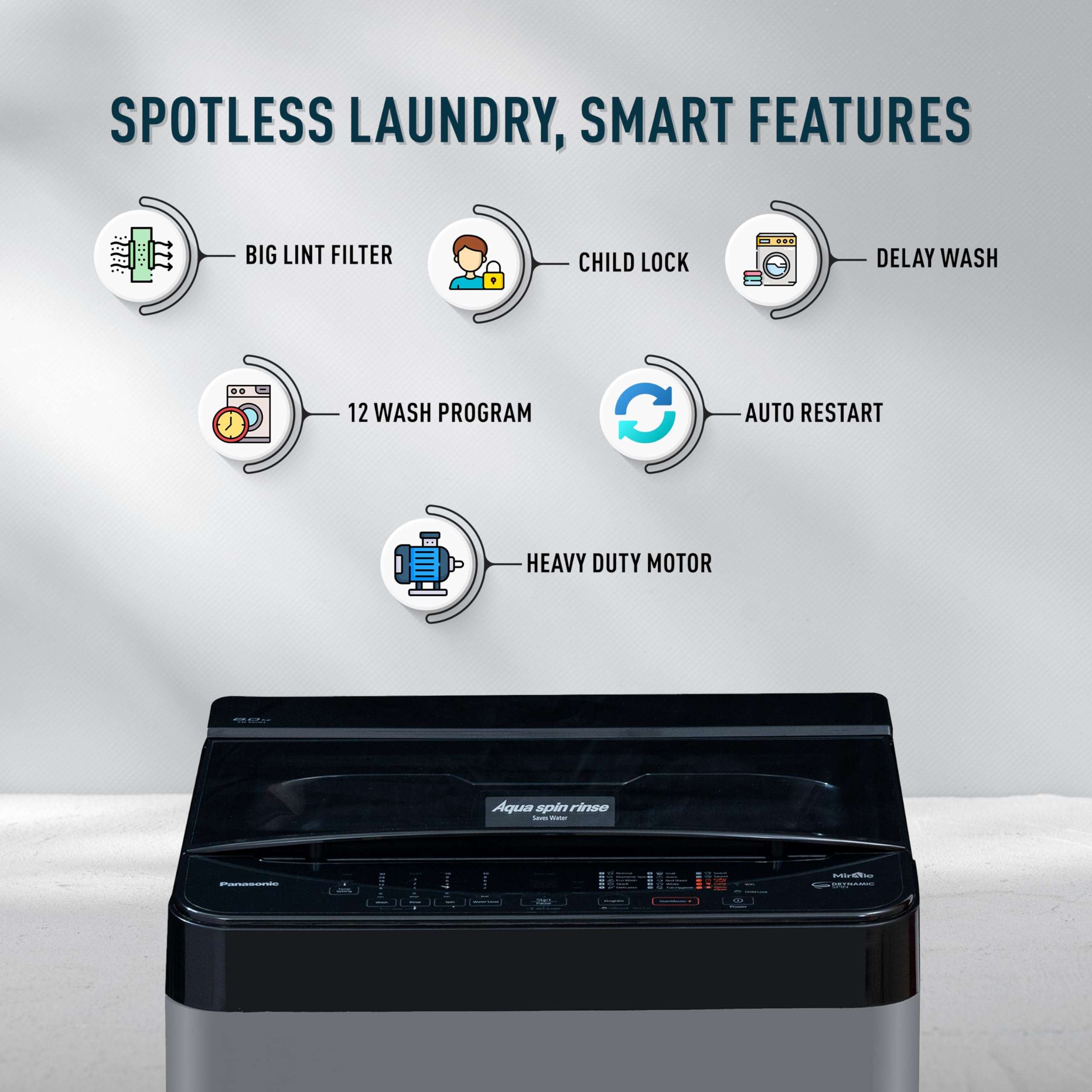 Panasonic 8 Kg Wifi Fully-Automatic Top Loading Smart Washing Machine (NA-F80CH3CRB, Charcoal Inox Grey, 2024 Model, Drynamic Spin) 3