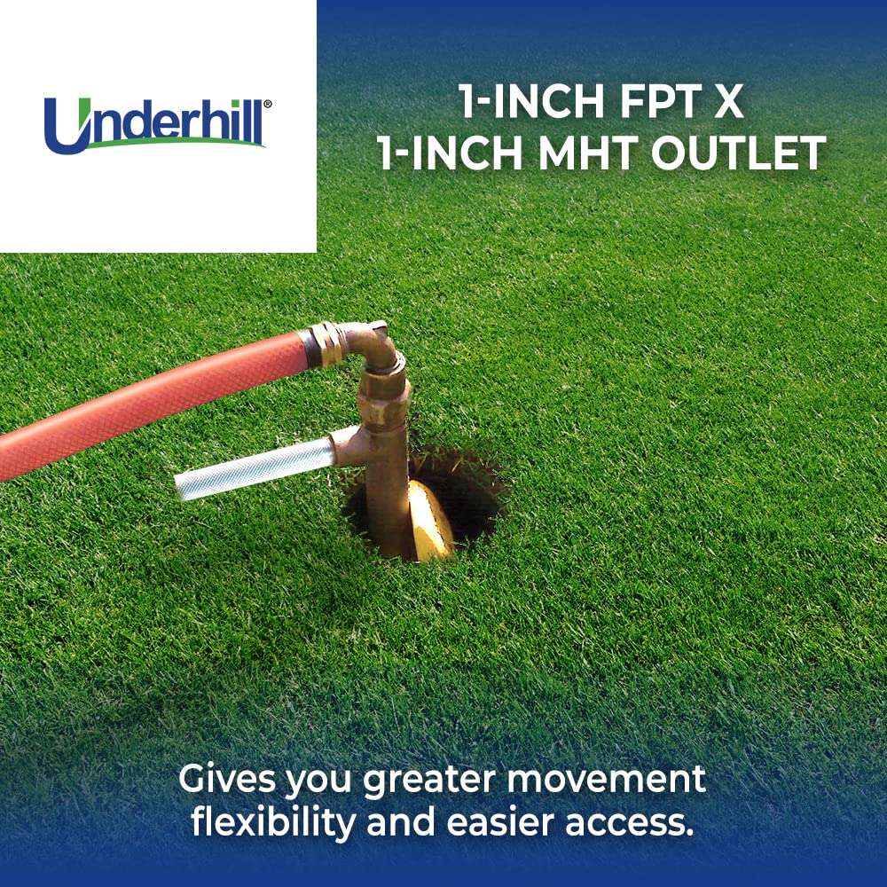 Underhill Garden Hose Swivel, 1-Inch FPT x 1-Inch MHT Outlet, Metal Connectors, Adapter, Fittings, Outdoor Garden, Solid Brass, HS-101 3