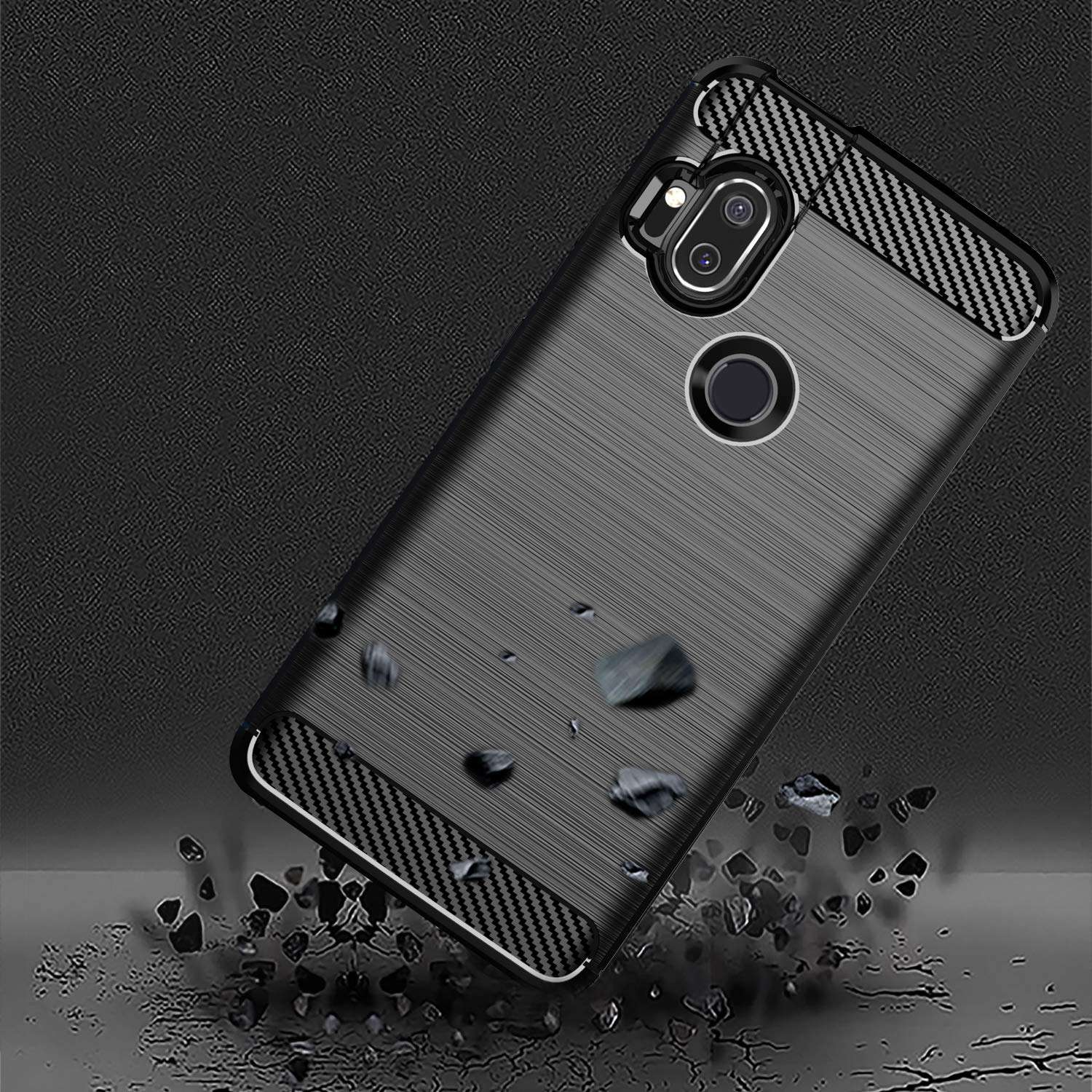 Dzxouui for Moto One Hyper Case,Motorola One Hyper Case,Protective Phone Cover Shockproof Soft TPU Case for Motorola Moto One Hyper(DL-Black) 6
