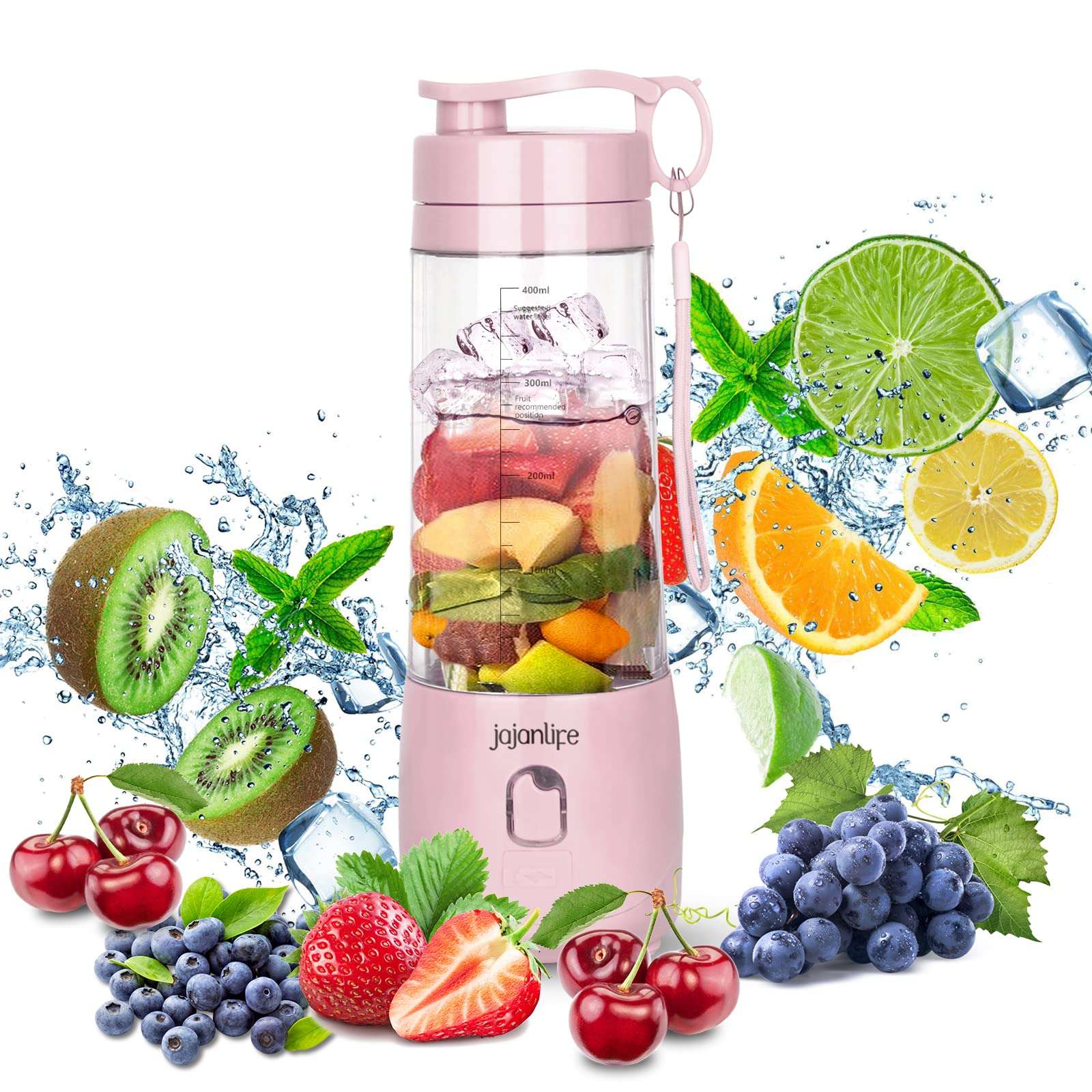 Personal Blender Portable Blender for Shakes and Smoothies USB Rechargeable 13.5 oz Mini Blenders 150W 3D Six Blades 4000mAh Battery Juicer for Gym, Office, on the Go (Pink) 1