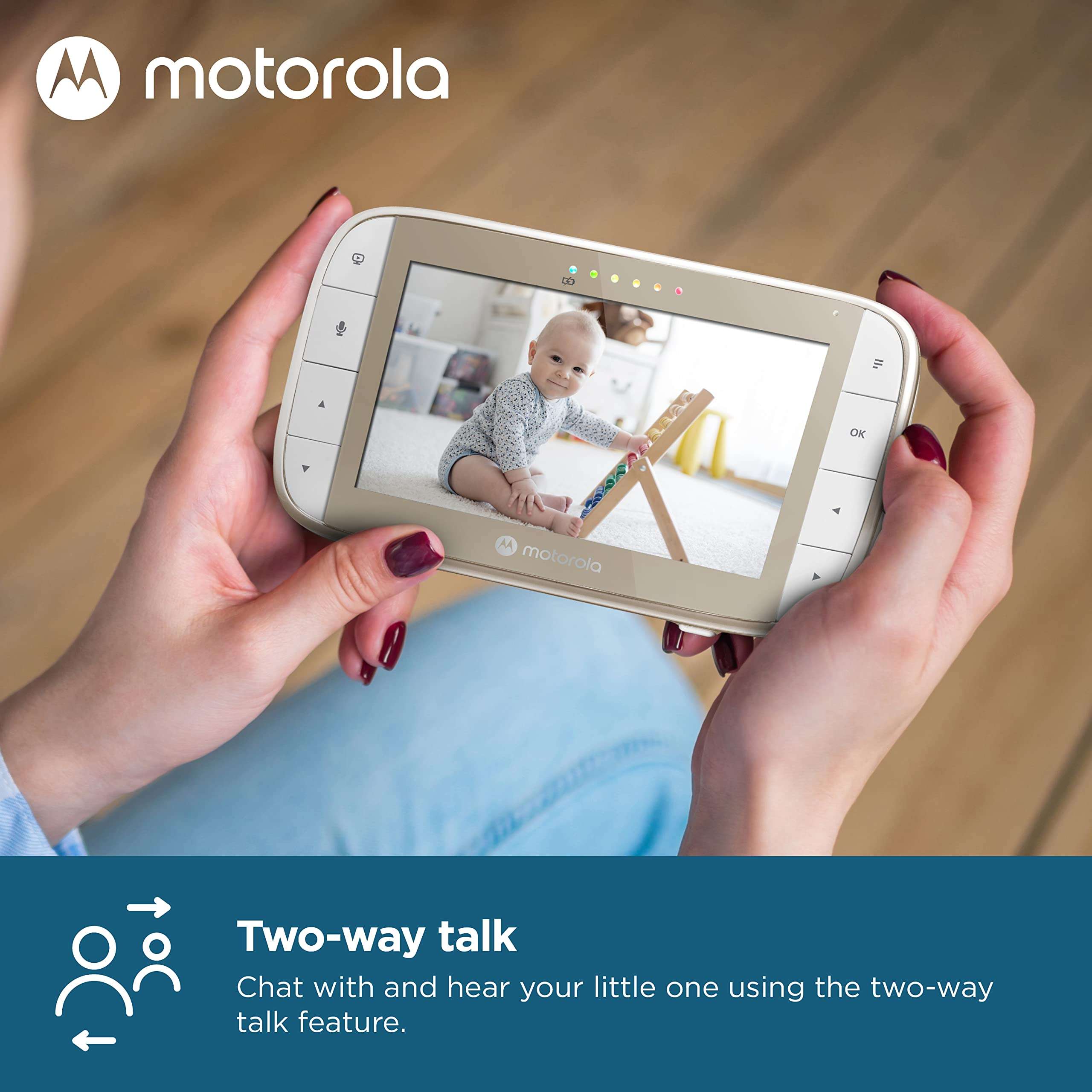 Motorola Nursery Baby Monitor with Camera and Audio, No WiFi Needed VM50G with Temperature Sensor, Remote Zoom & Tilt, Night Vision, 5" Screen, 2-Way Audio, Lullabies 6