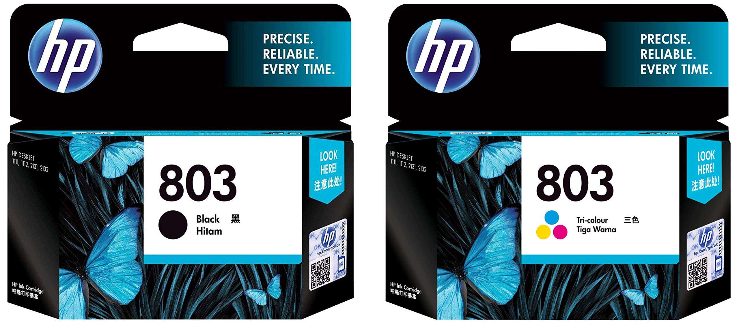 HP 803 2-Pack Economy (1 Black+Tri-Color Ink Cartridge) 1