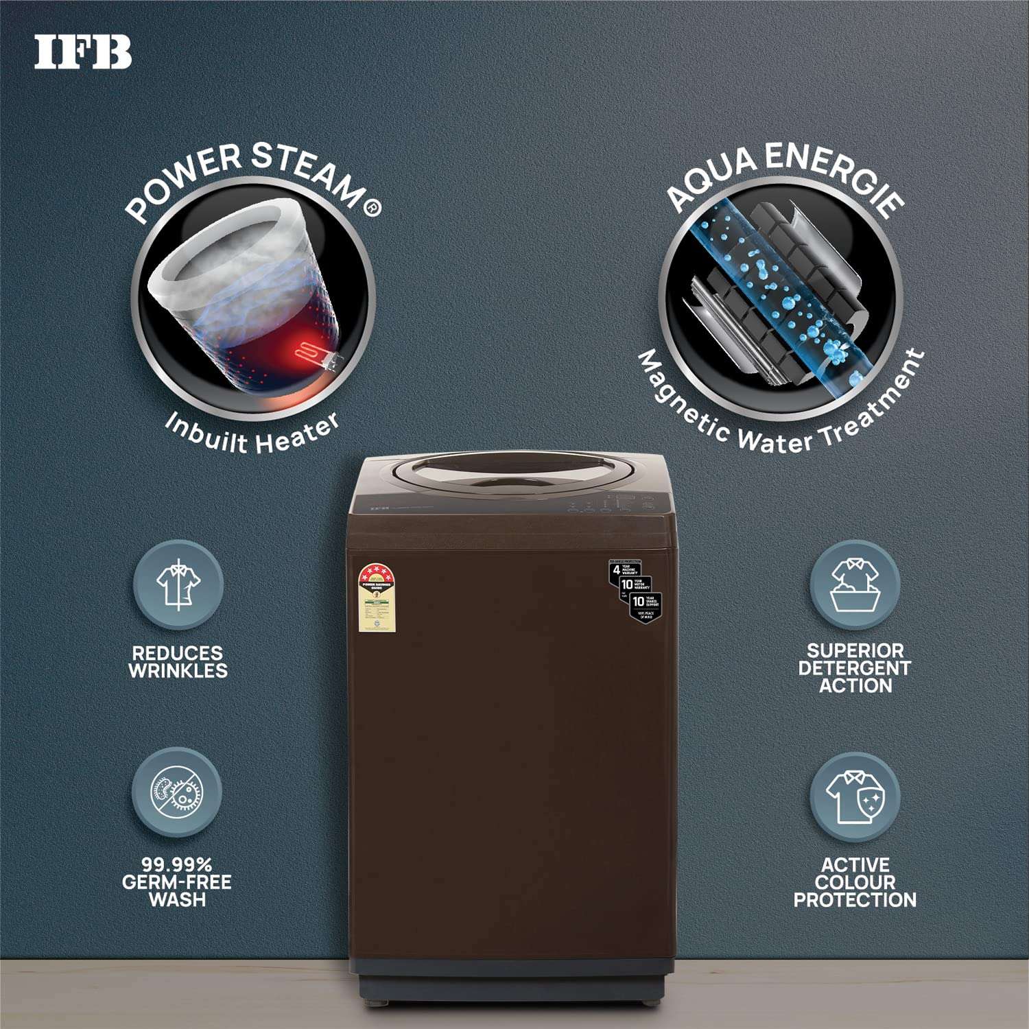 IFB 7.0 Kg Fully-Automatic Top Loading Washing Machine (TL-R1BRS 7.0KG Aqua, Brown, 2X Power Steam, 4 Years Comprehensive Warranty) 4