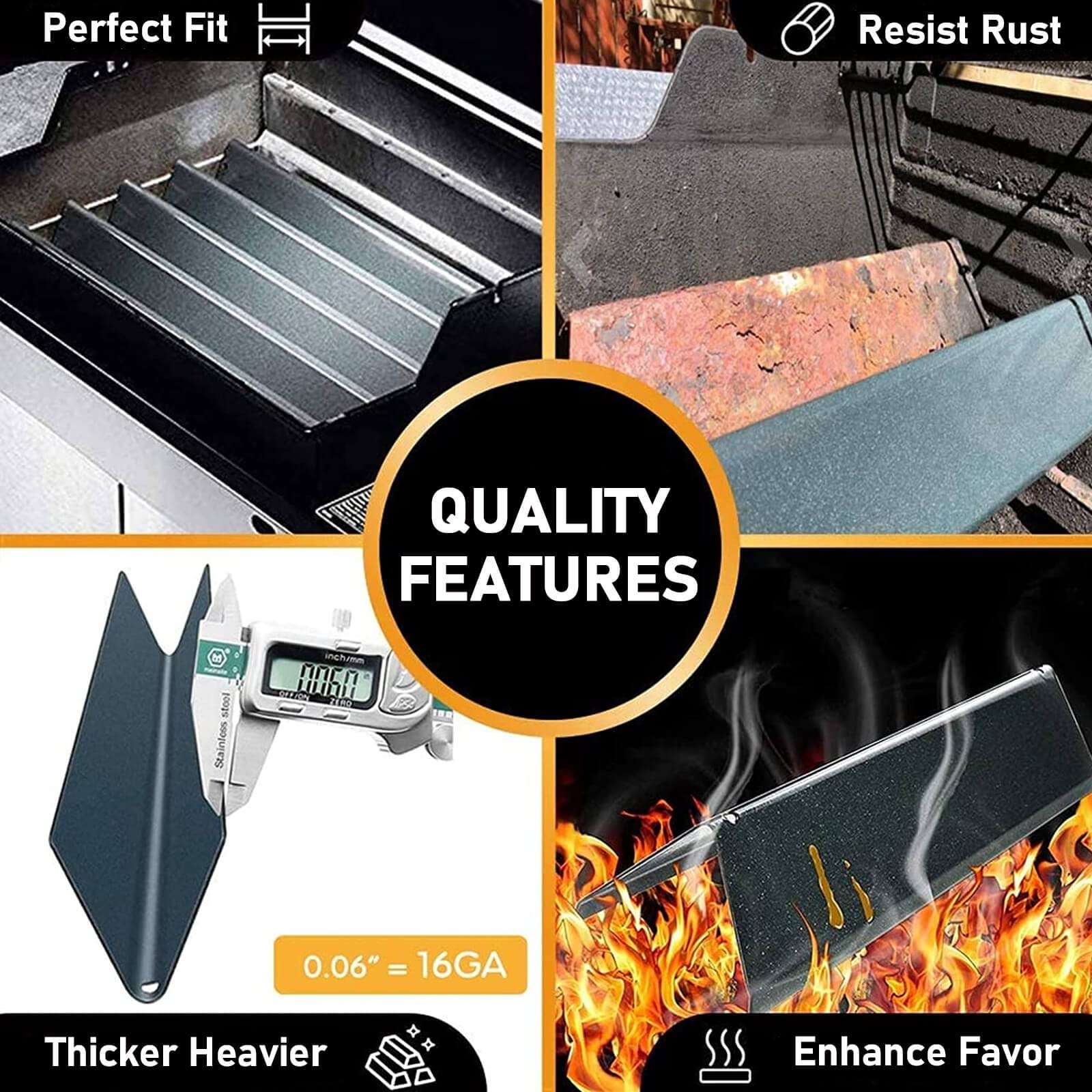 Grisun 7536 Flavorizer Bars for Weber Spirit 300, E310, E320, Genesis Silver B C, Genesis Gold B C Gas Grill (with Side Control Knobs) 22.5 Inches, 16GA Porcelain Enameled Flavor Bar 7537, 65903 4