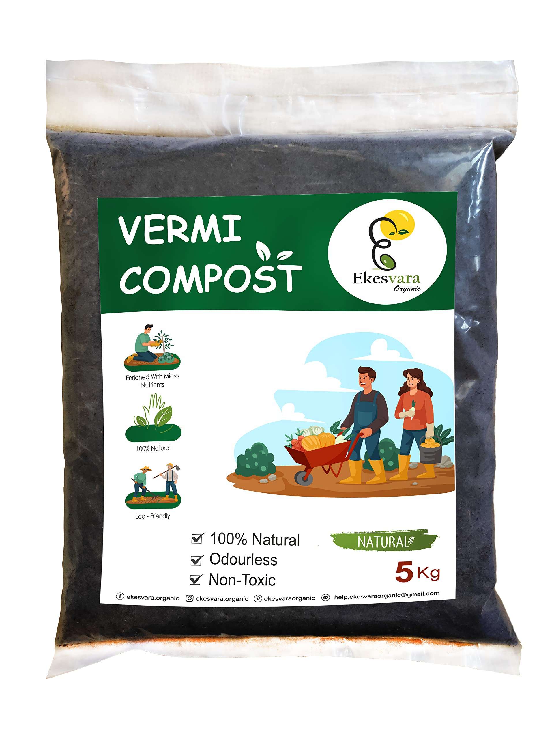 Ekesvara Organic Vermicompost Fertilizer Manure for Plants - 5 KG 1
