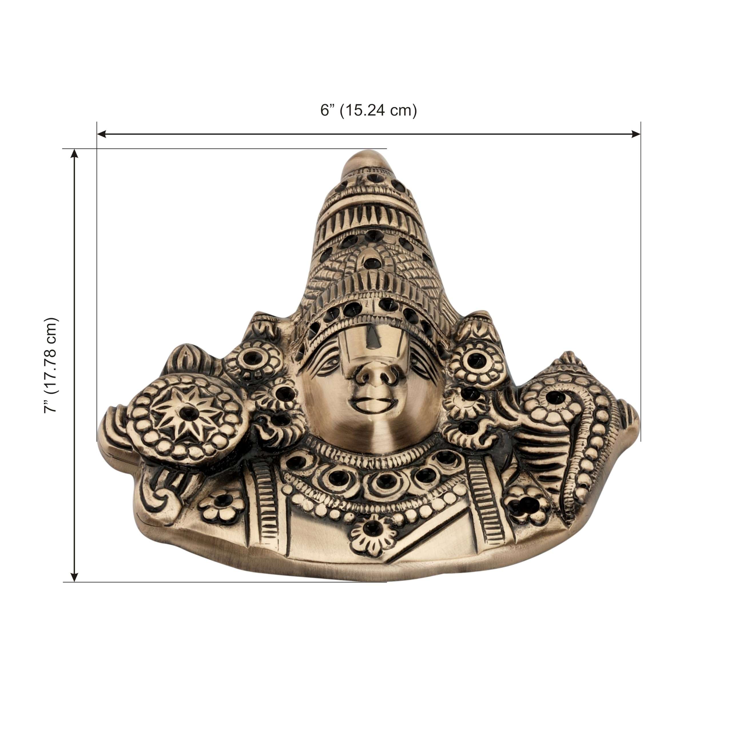 DEVDECOR Brass Idol of Lord Tirupati Balaji Lord Sri Venkateswara Balaji Face Wall Hanging 16 Inch Brown 3