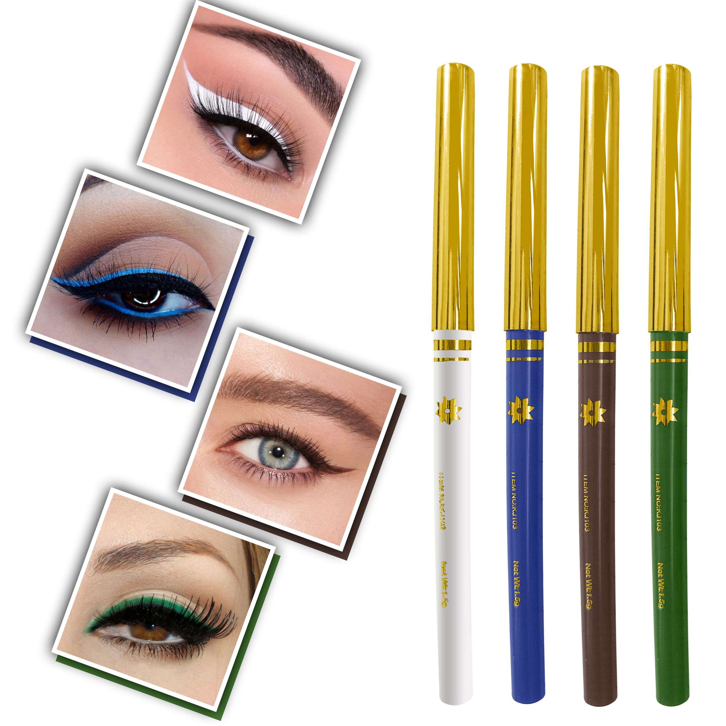 MAPPERZ Waterproof Eyeliner Richly Pigmented Color Pencil All Day Wear Long Lasting Fadeproof Ultra Creamy Smooth Formula Sharpen able Tip Perfectly Outlined Eyes (4 Multiolour) 6