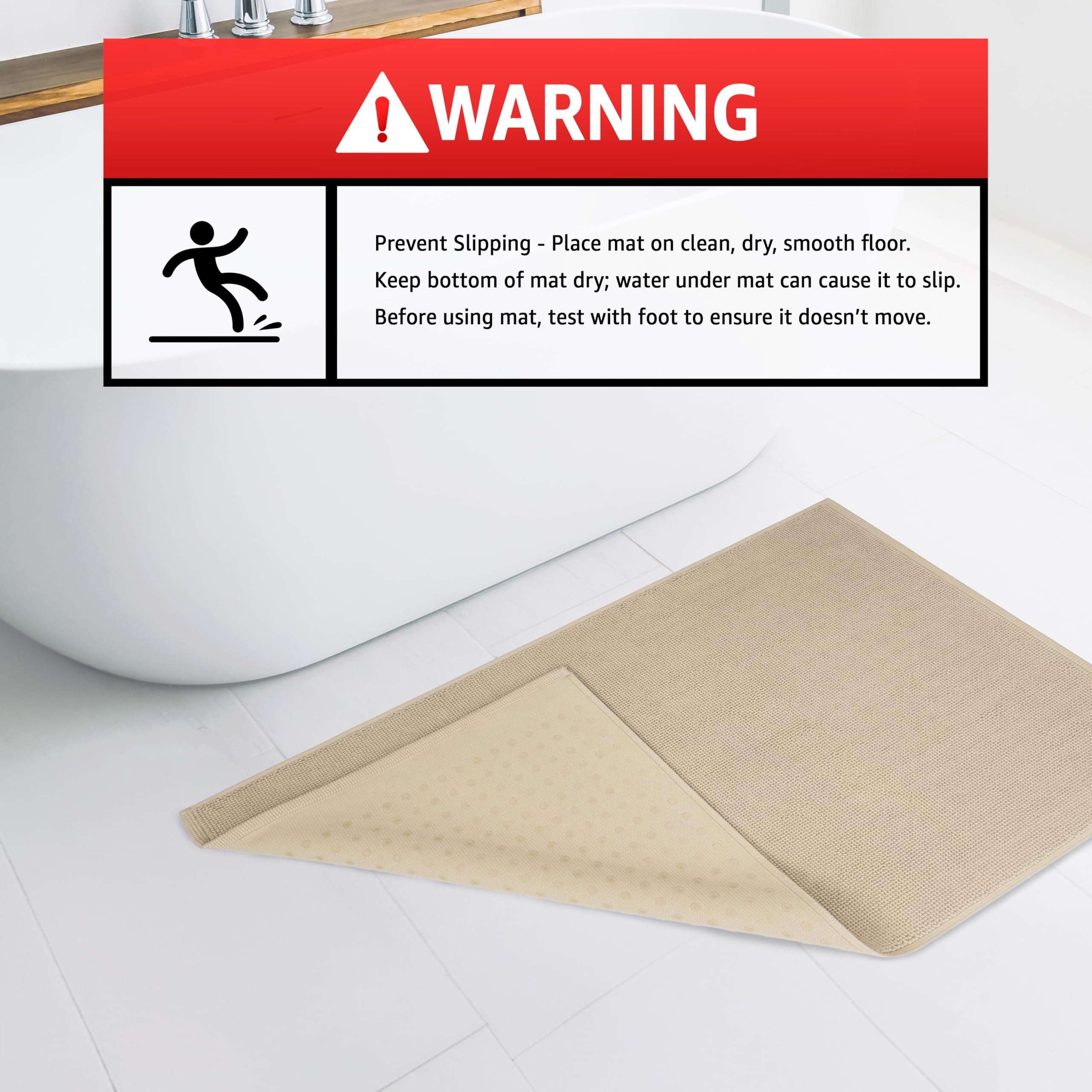 American Soft Linen Bath Rug, 20 in 34 in 100% Cotton Bath Mats Rugs for Bathroom, Non Slip Washable Shaggy Form Area Rugs, Beige Bath Rug 5