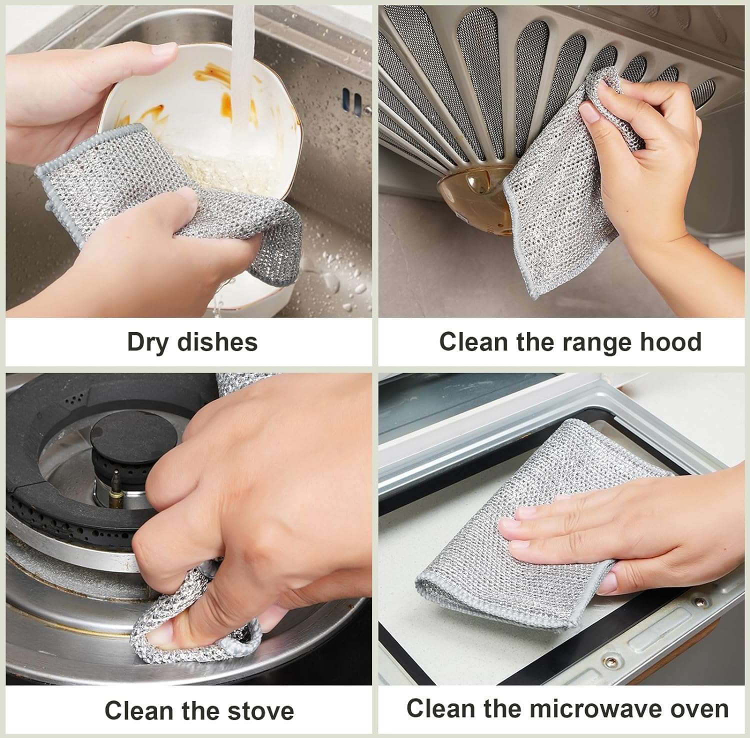ZOQWEID Multipurpose Wire Dishwashing Rags for Wet and Dry Stainless Steel Scrubber Non-Scratch Wire Dishcloth for Washing Dishes Sinks Counters Easy Rinsing Machine Washable (10, Standard) 3