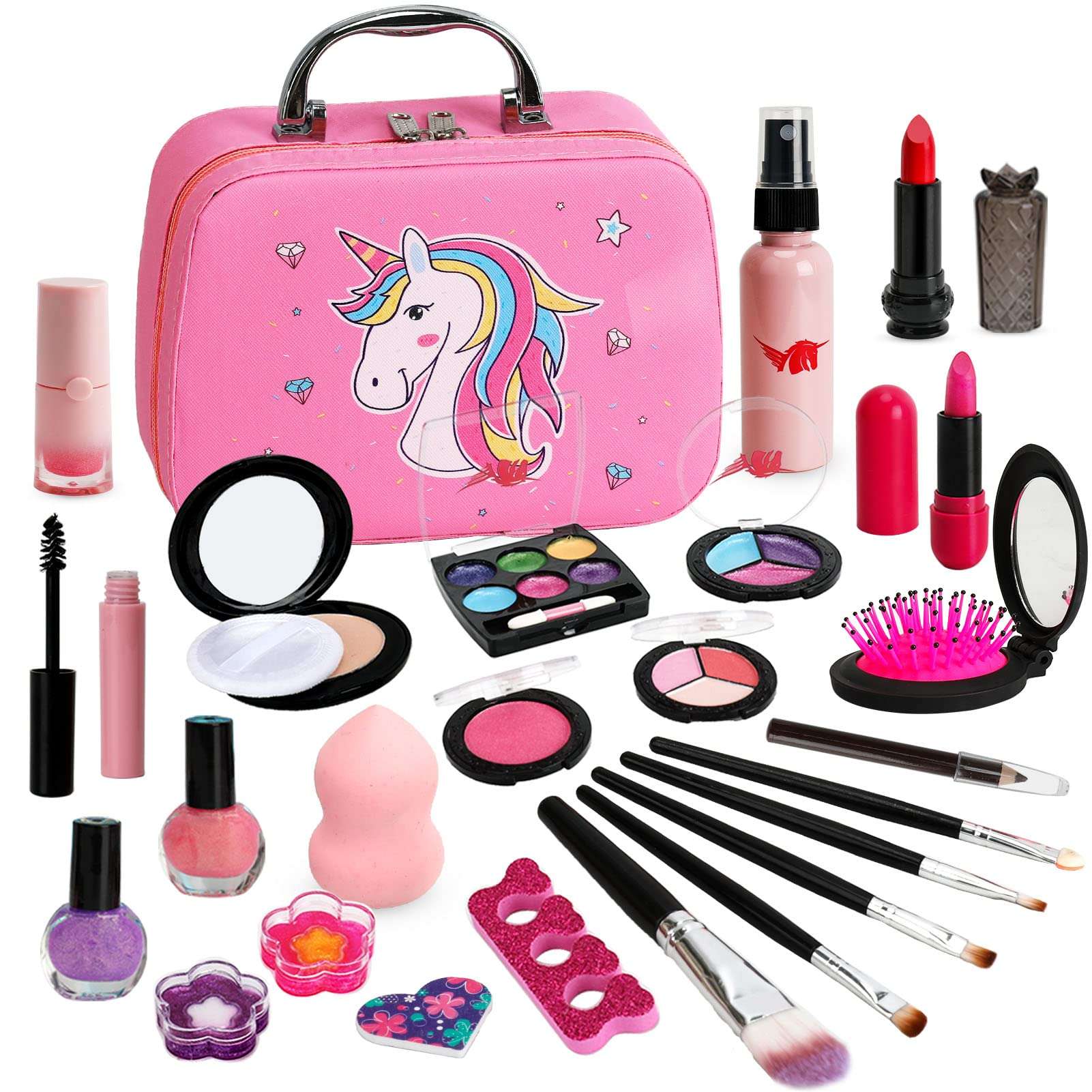 Kids Makeup Kit for Girl, Makeup for Kids, Washable Real Makeup Set for Little Girls, Toddlers Princess Pretend Play Make Up Set, Birthday Gifts Toys for Girl Aged 4 5 6 7 8 1