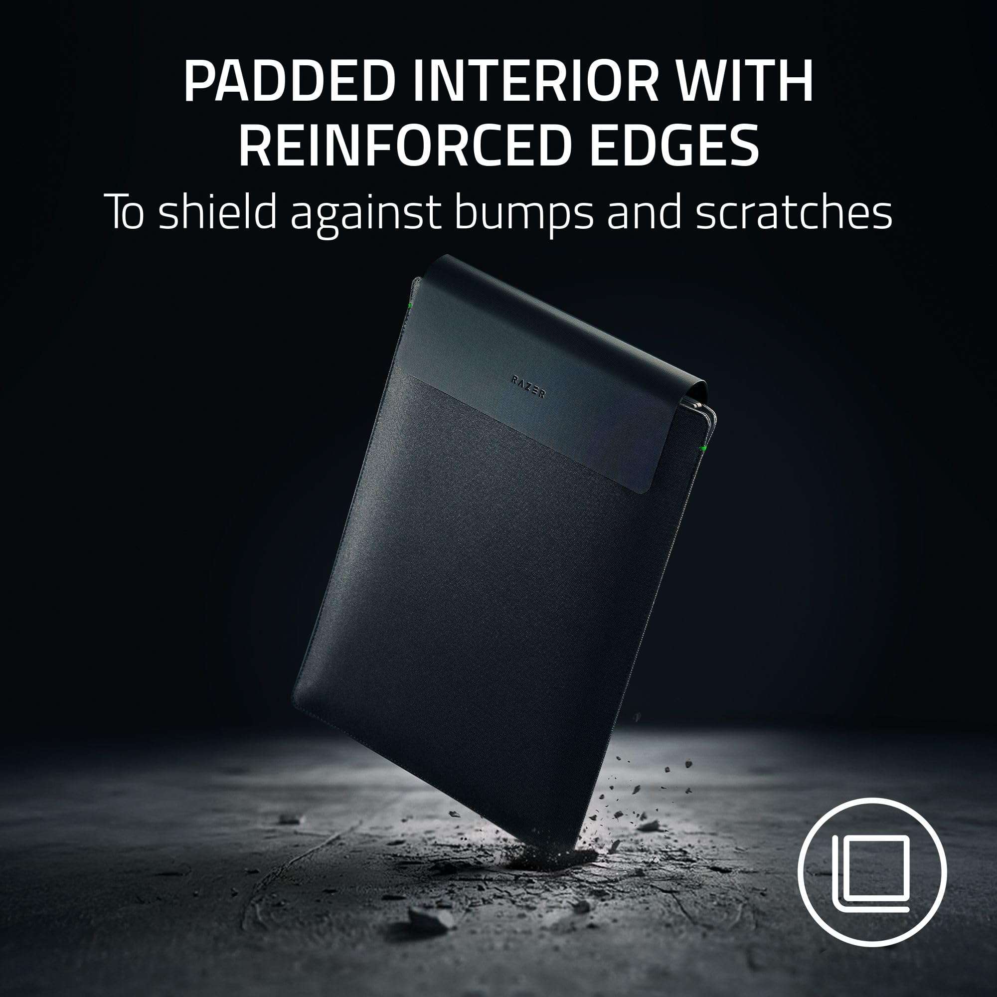 Razer 16" Laptop Sleeve with Wireless Charging: Fits Up to 16 Inches Laptops - Durable Polyester Weave - Padded Interior with Reinforced Edges - Fast Charging for 2 Devices & Compatible with MagSafe 6