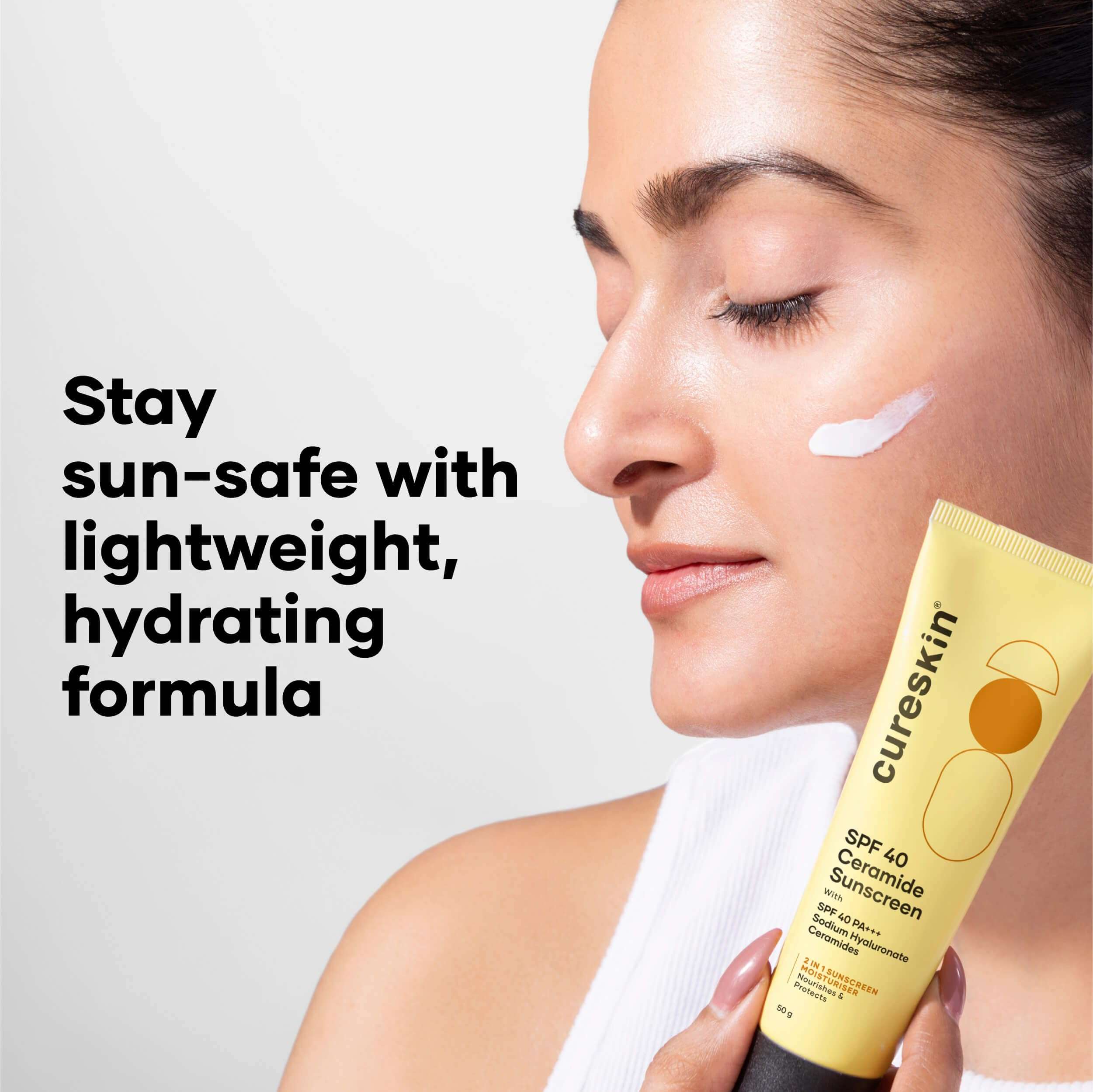 Cureskin SPF 40 Ceramide Sunscreen with Hyaluronic Acid & Ceramides | 2-in-1 Sunscreen Moisturizer, Broad Spectrum, SPF 40 & PA+++, 50 g (Pack of 1) 3