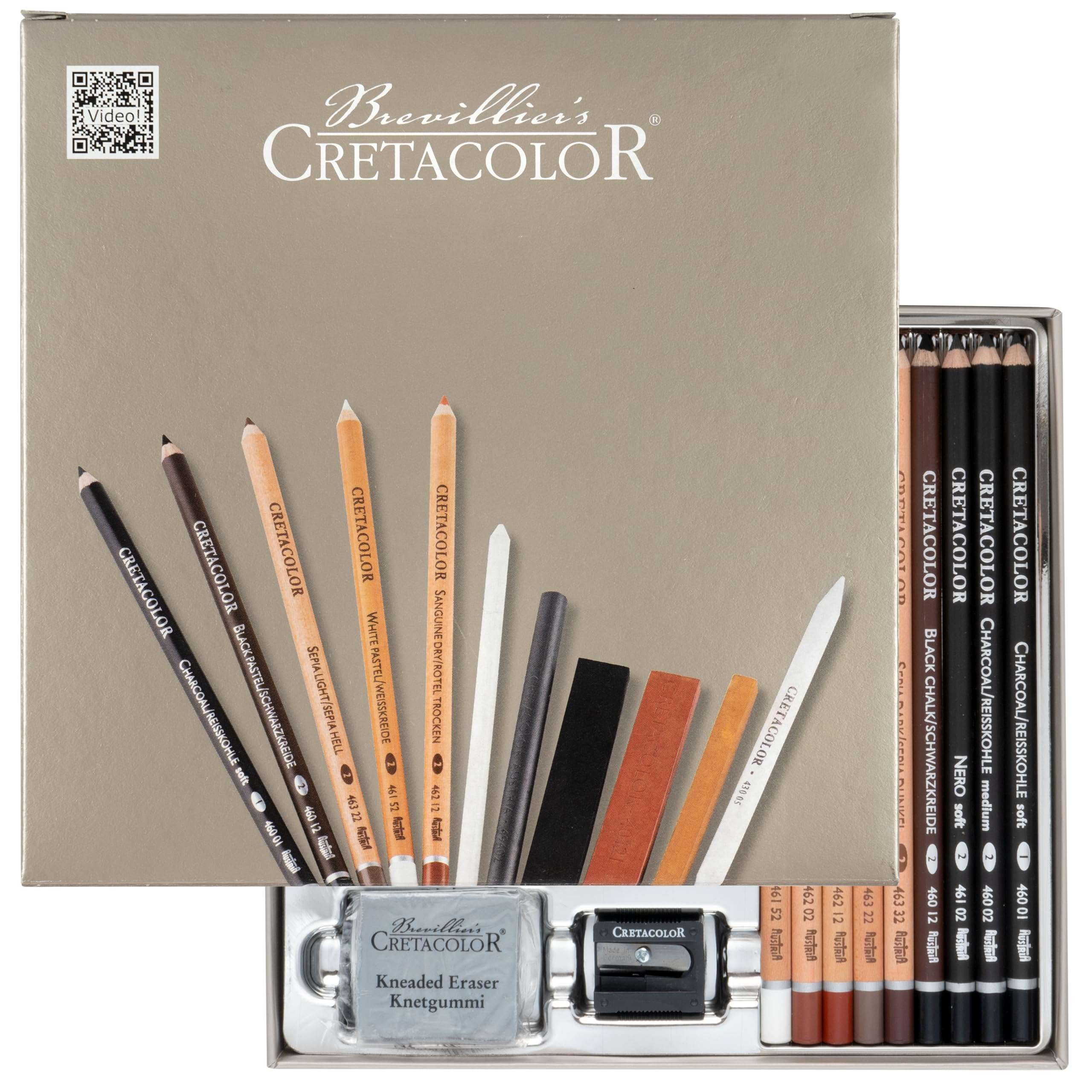 Cretacolor Passion Box Drawing Piece Set, 25-teilig, Brown 1