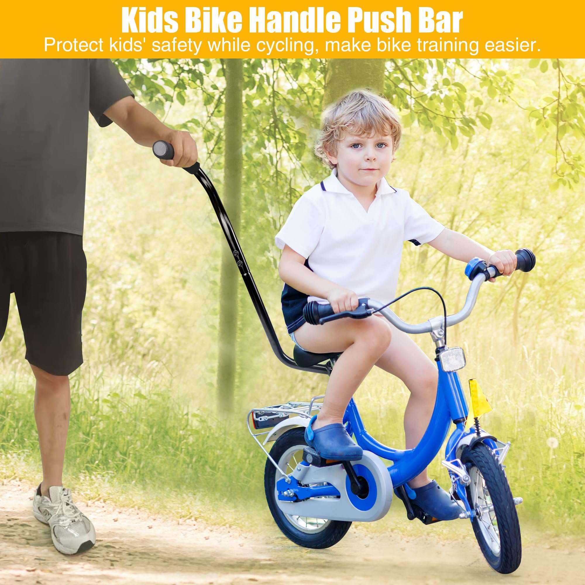 MEGHNA Kids Bike Training Push Handle Detachable Kids Bike Learning Handle Push Bar Safety Balance Bar for Children Bikes 3