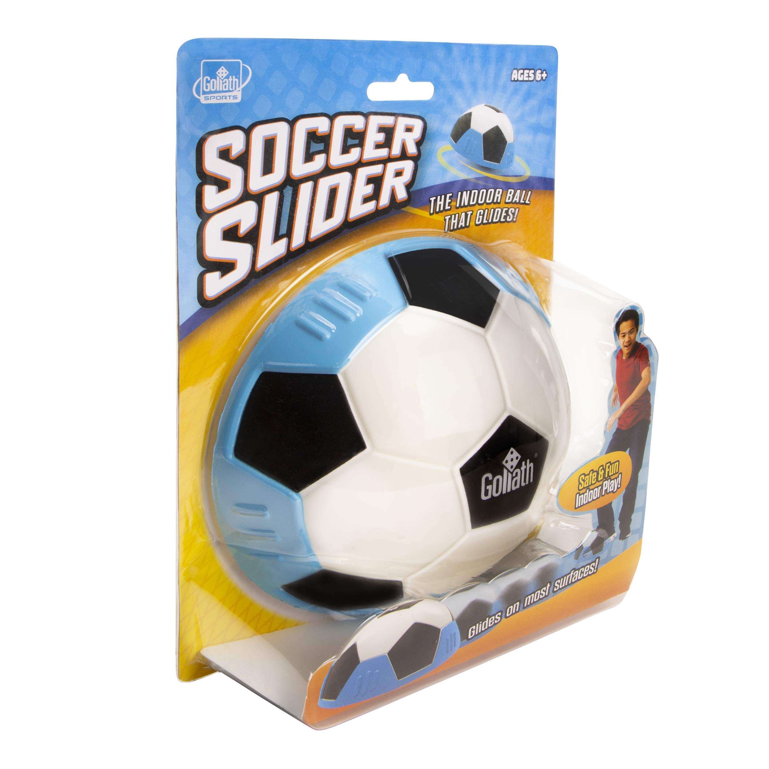 Goliath Sports Soccer Slider Soft Soccer Ball Shaped Foam Slider Effortlessly Glides Over Smooth Surfaces - for Indoor Game Play, Blue 6