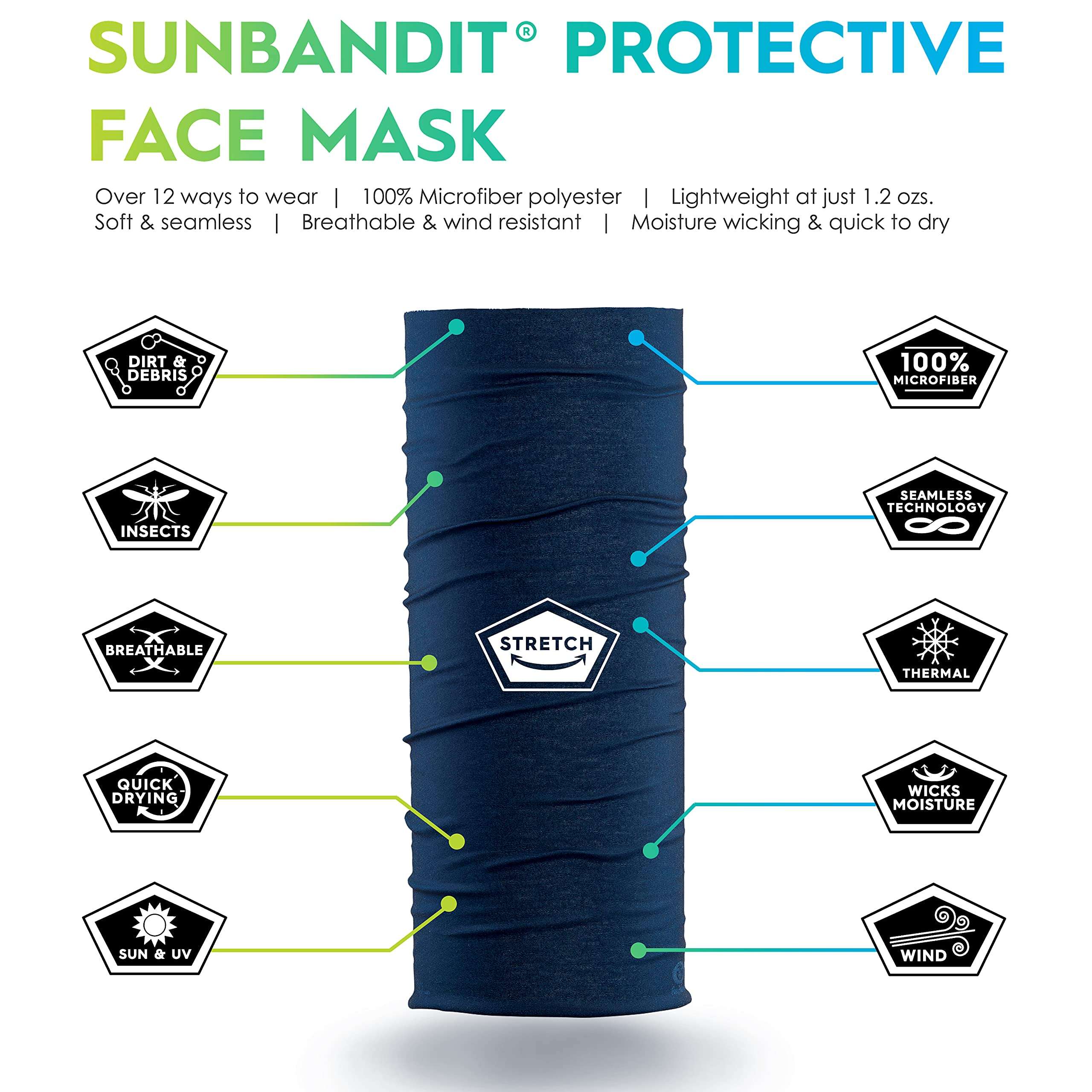 Flying Fisherman SunBandit Multifunctional Headwear Bandana, UV Protective Face Mask and Neck Gaiter, 12 Ways to Wear, Tarpon Camo 3