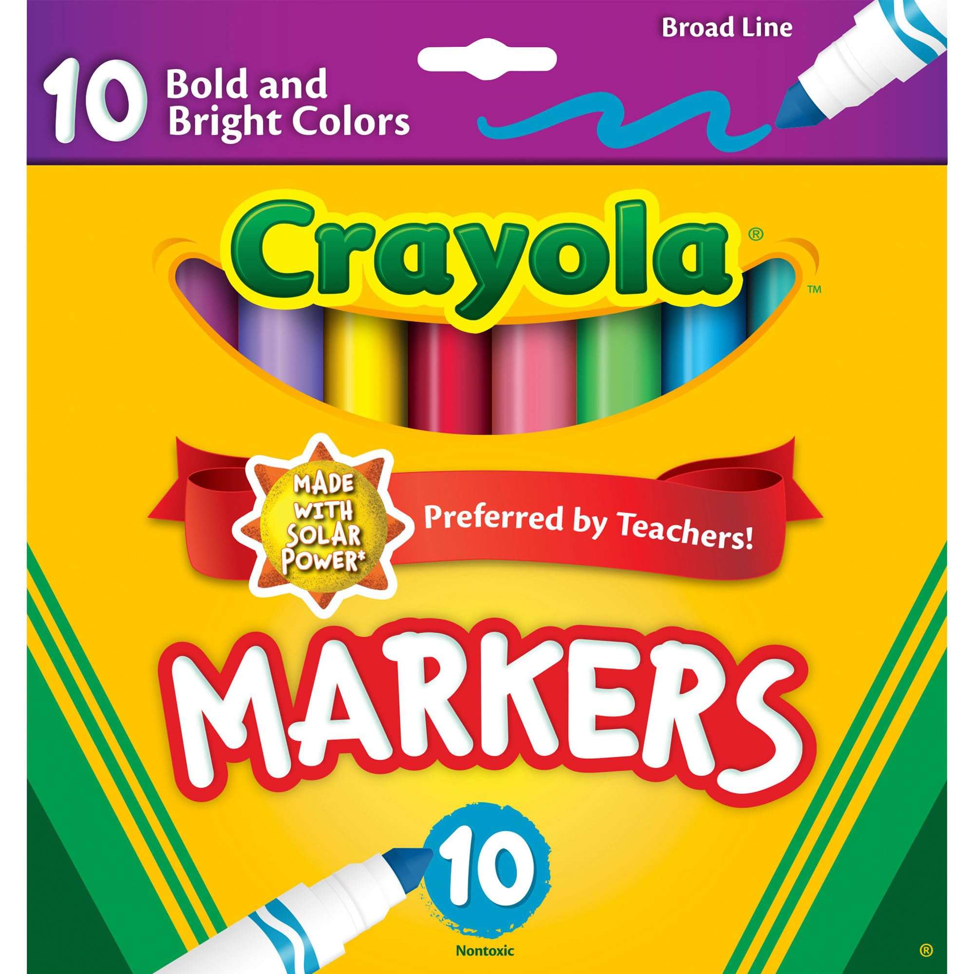 6 Pack Broad Line 10-Color Marker Set (Product Catalog: Writing & Drawing Mediums)