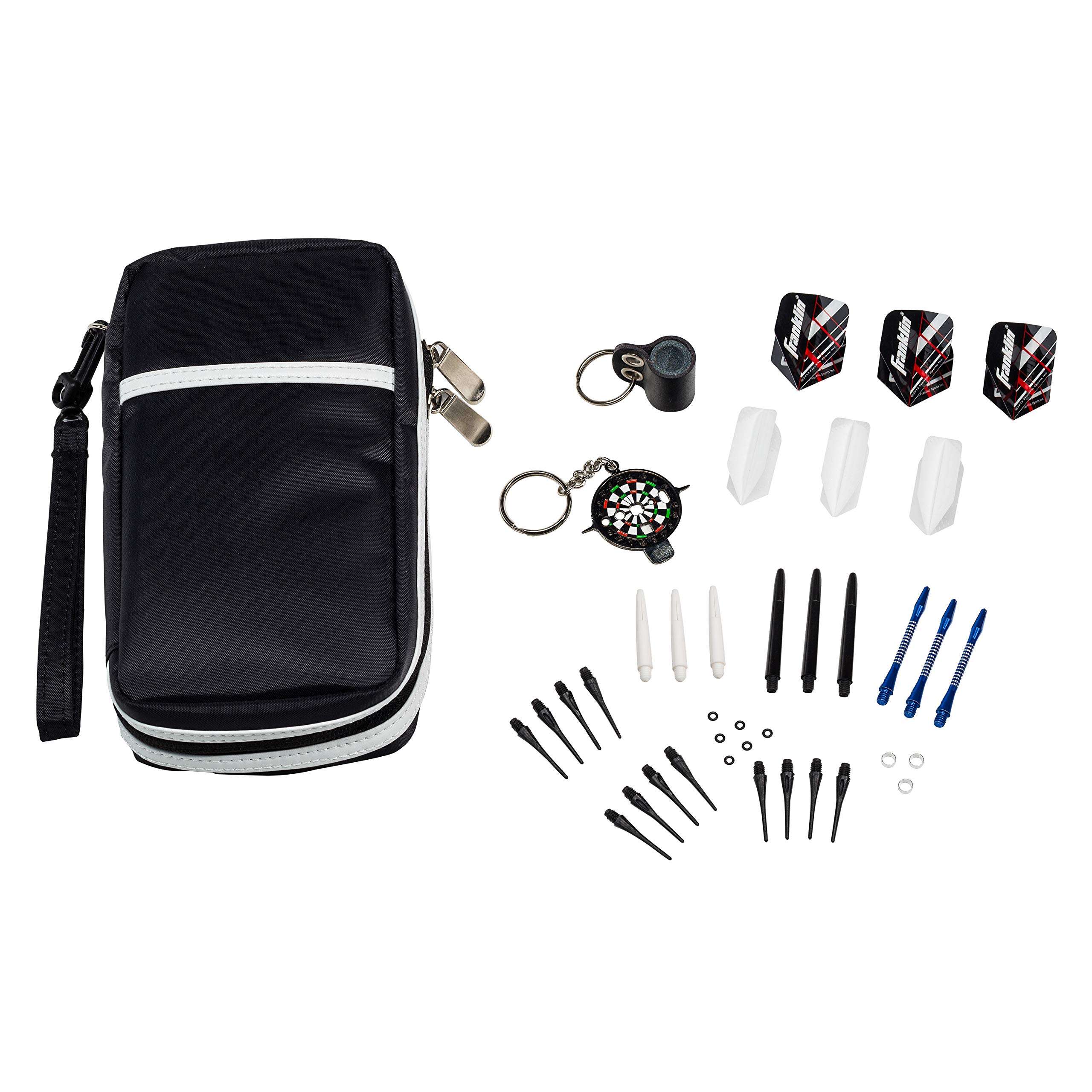Franklin Sports Dart Maintenance Kit for Soft Tip and Steel Tip Darts - Comes with Handy Carrying Case and Stone Sharpener,Black 1