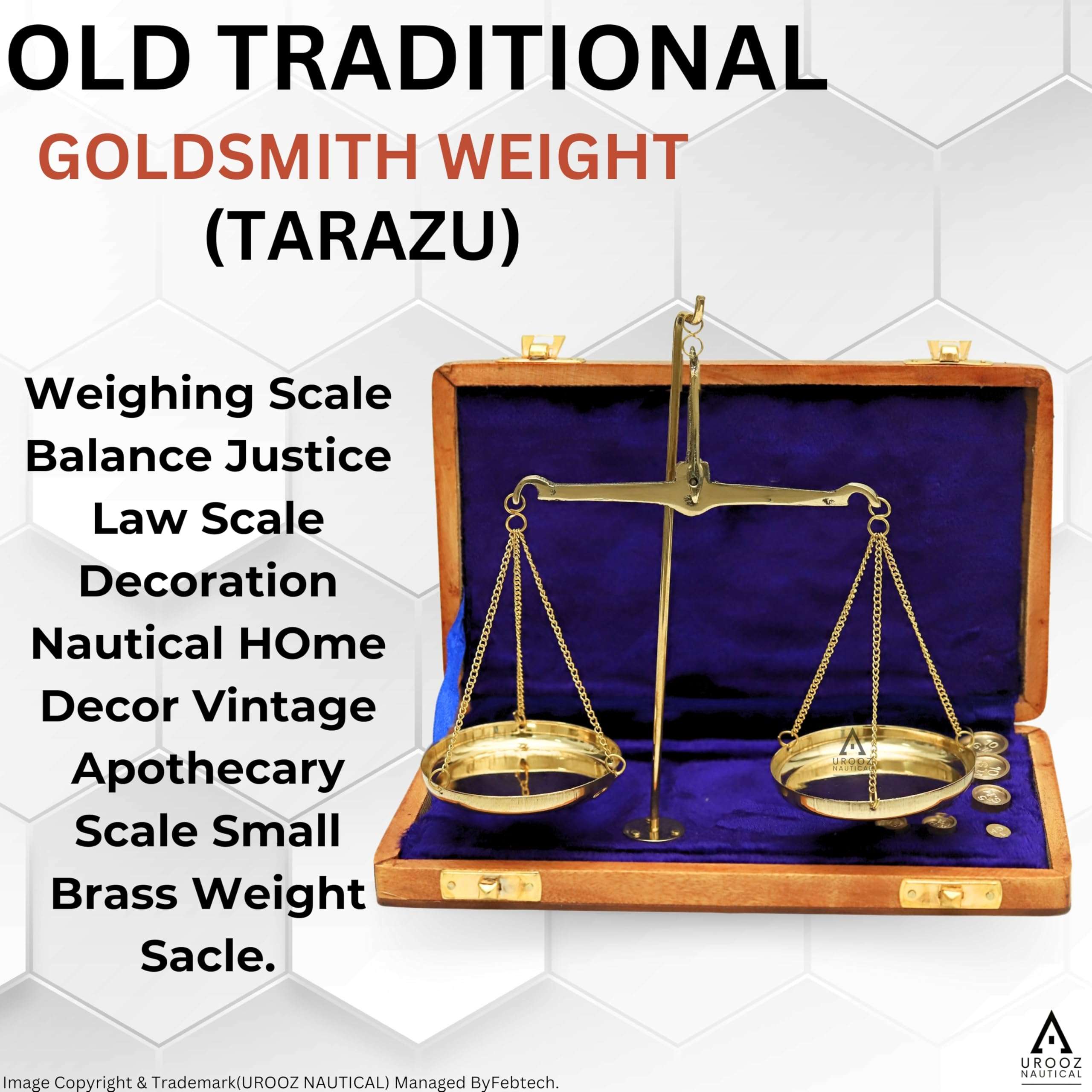 Vintage Justice Law Scale Old Traditional Goldsmith Weight (Tarazu) showpiece Antique Brass Weighing Scale Balance Decoration Collectibles Marine Instrument Home/Office Table Decor 5