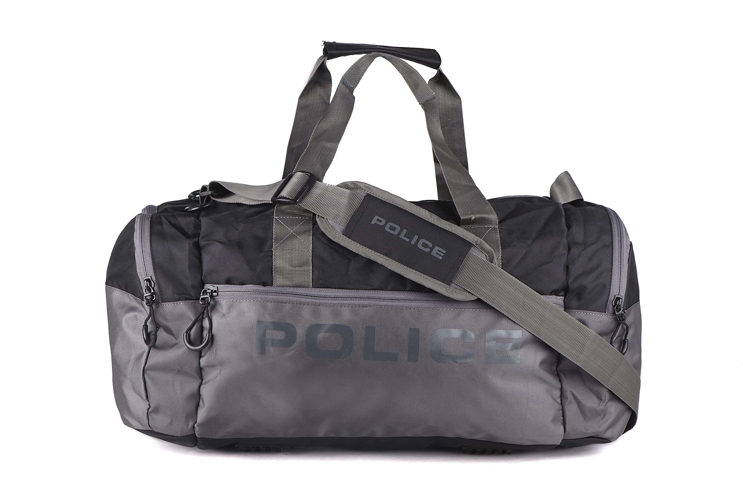 POLICE Noah Gym Bag, NylonTravel Duffel Bag - Black/Grey 1