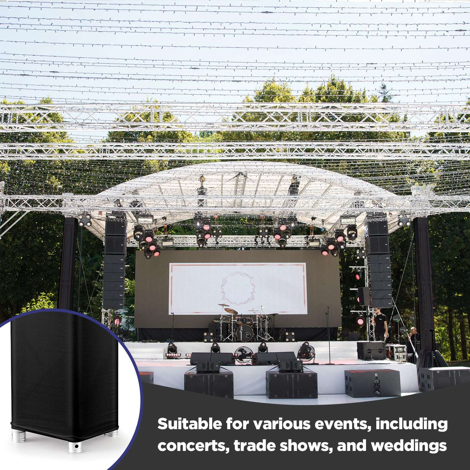 4 Pcs Truss Cover Fits Fit 8 ft x 12 in Box Truss Scrim Elastic Fabric Seamless Integration Easy Installation Pull over Sleeves(Black) 4