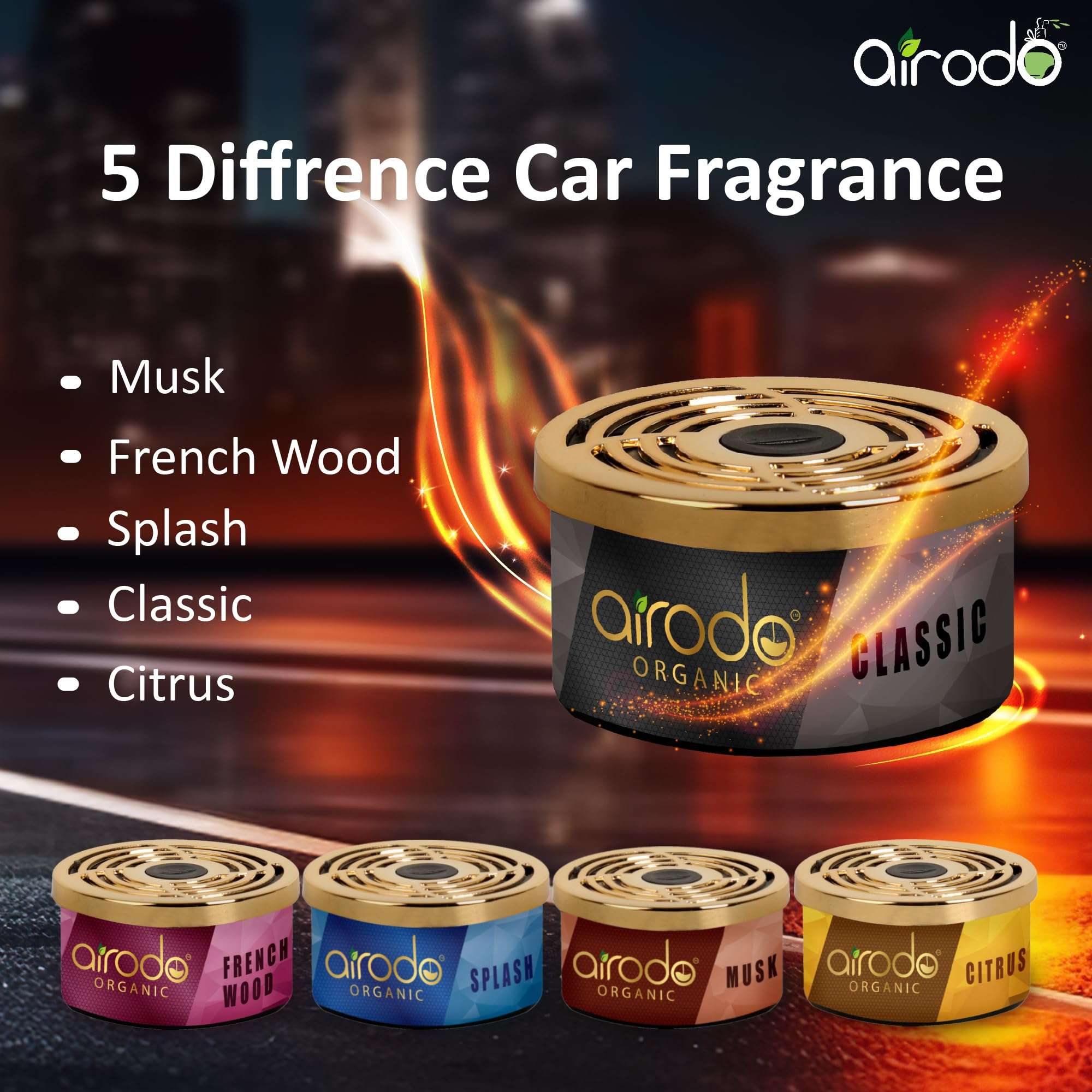 Airodo One Classic Organic Car Perfume, Strong Fiber Air Freshener to Freshen'up Your Car -,Car Accessories interior car perfumes and fresheners (50g with 2 Refill) 5