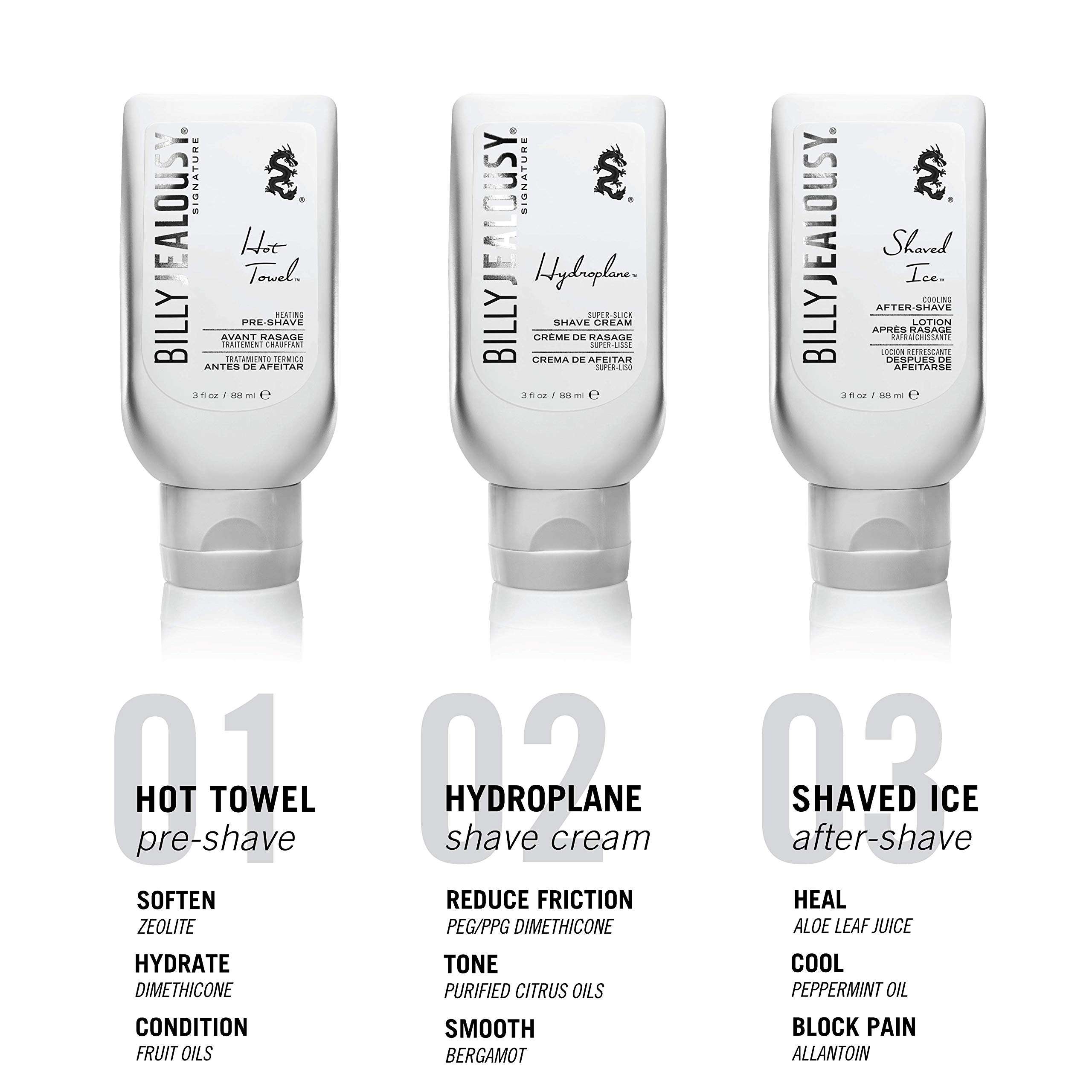 Billy Jealousy Shave3some Travel-Size Trio Shaving Kit for Men with Heating Pre-Shave, Super Slick Shave Cream and Cooling After-Shave, Citrus Scent, 3 Fl Oz Each 4