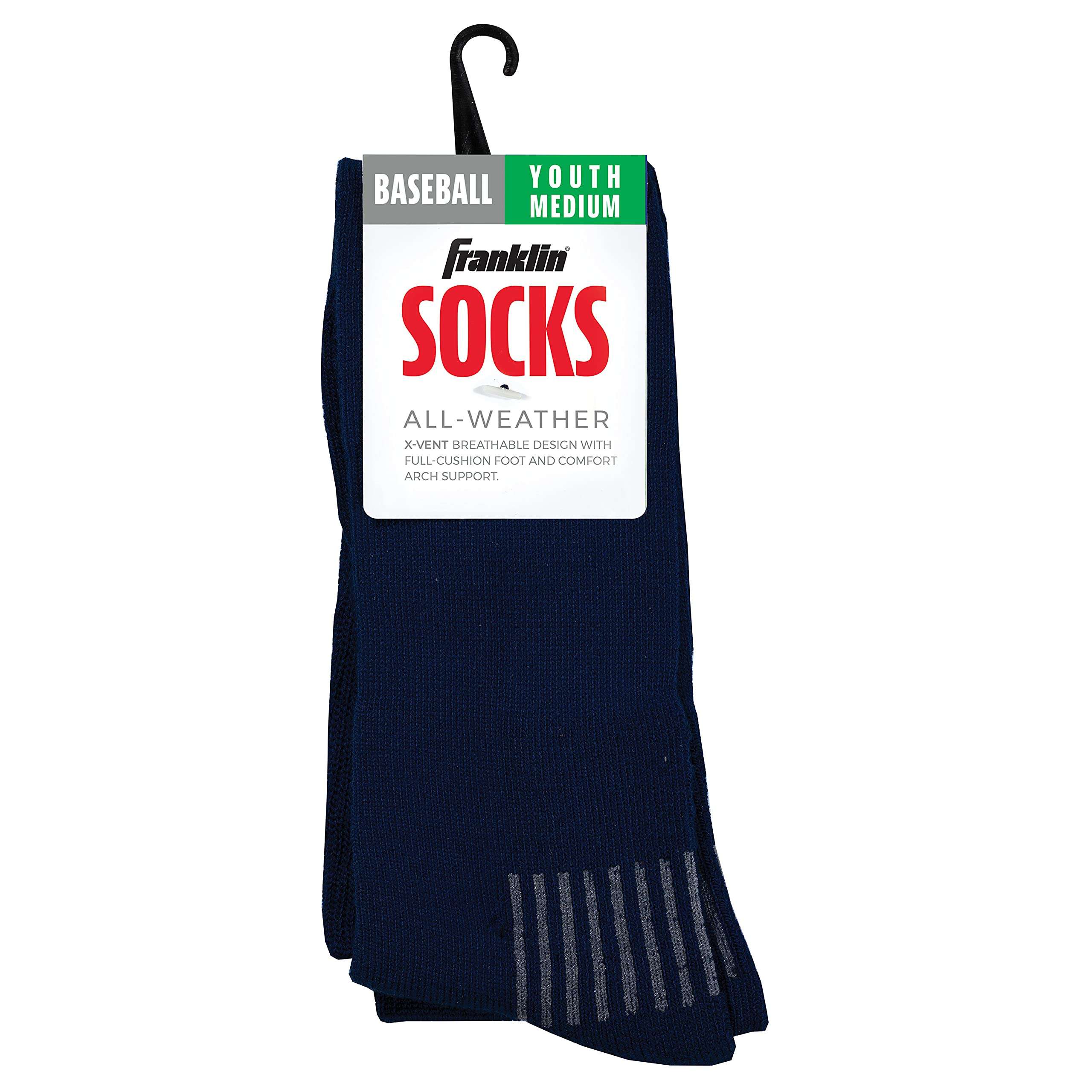 Franklin Sports Youth-Baseball + Softball Socks - Navy-Baseball + Softball Knee Socks for Kids - Boys + Girls Tall Sports Socks - Youth Small 6