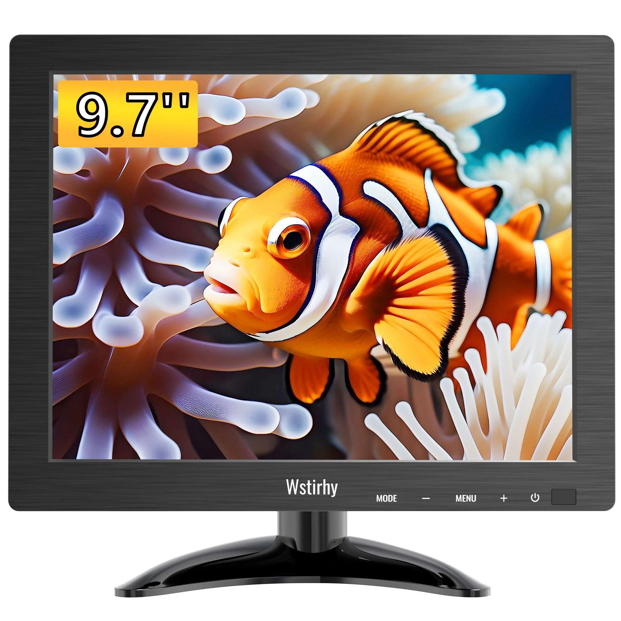 Wstirhy 9.7 Inch Small Monitor 1024x768 Portable Monitor 4:3 Screen Display with HDMI VGA AV BNC USB Port, 60Hz, VESA, Built-in Speaker, Remote Control for PC Computer Laptop RasPi 1