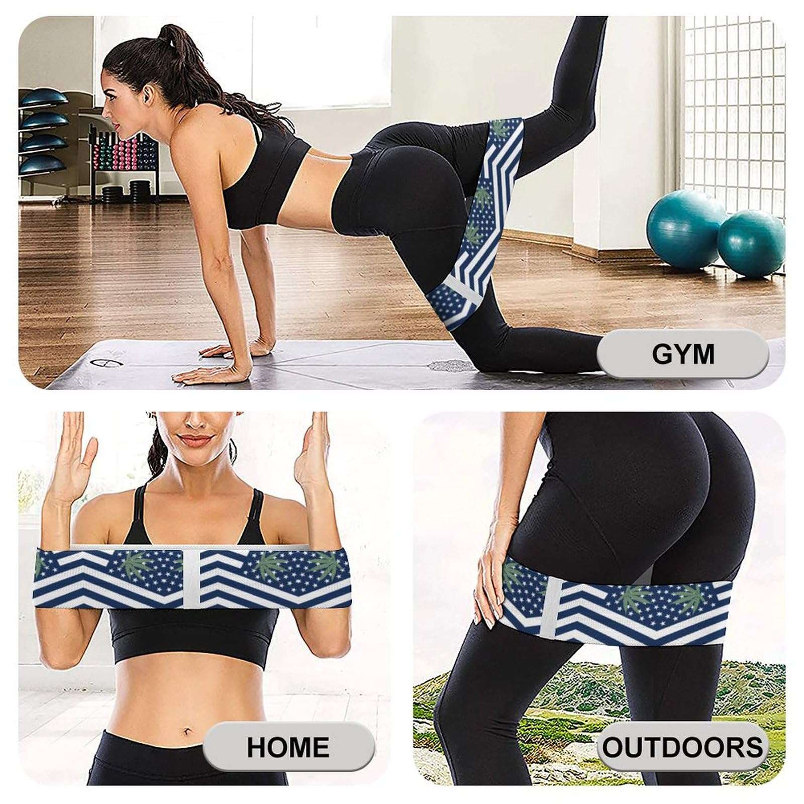U.S. Weed Flag Resistance Bands Yoga Straps for Stretching for Pilates Workout Bands for Home Gym 5