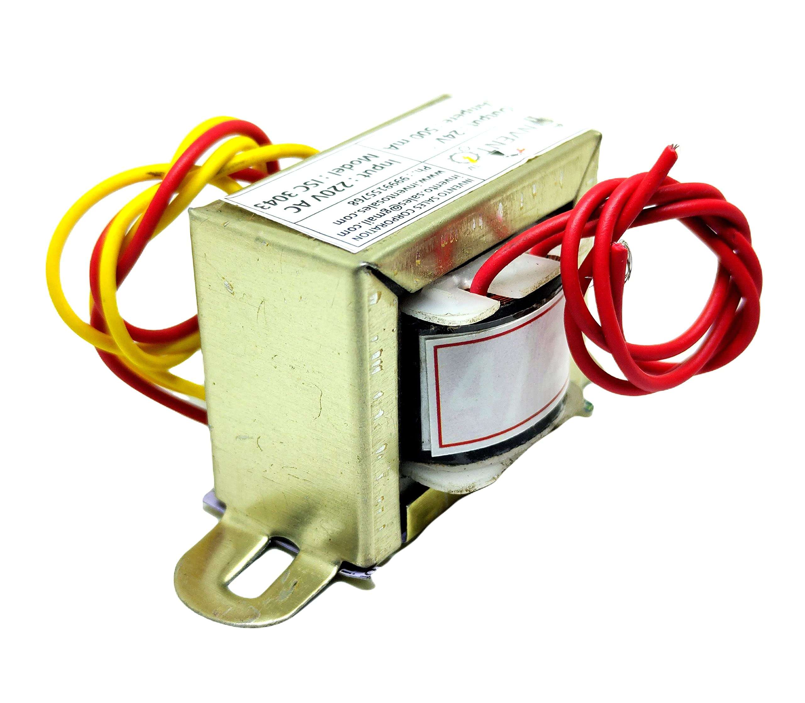 INVENTO 8Pcs 24V 0.5A 500mA 24-0-24 Transformer Copper Winding 220V AC to 24V AC Step Down Power Supply For DIY Projects 5