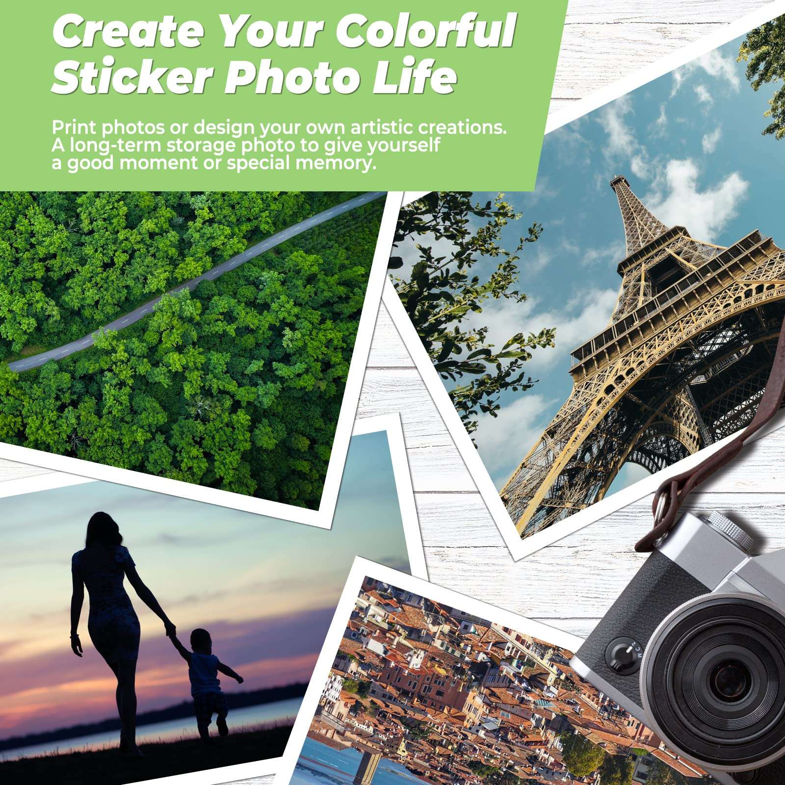 Topcolor Sticker Photo Paper 8.5 x 11 Inch Glossy Photo Quality Paper 50 Sheets Self-Adhesive Paper for Inkjet Printers Sticky Paper Printable White, 135 gsm, 50 Count Pack 6