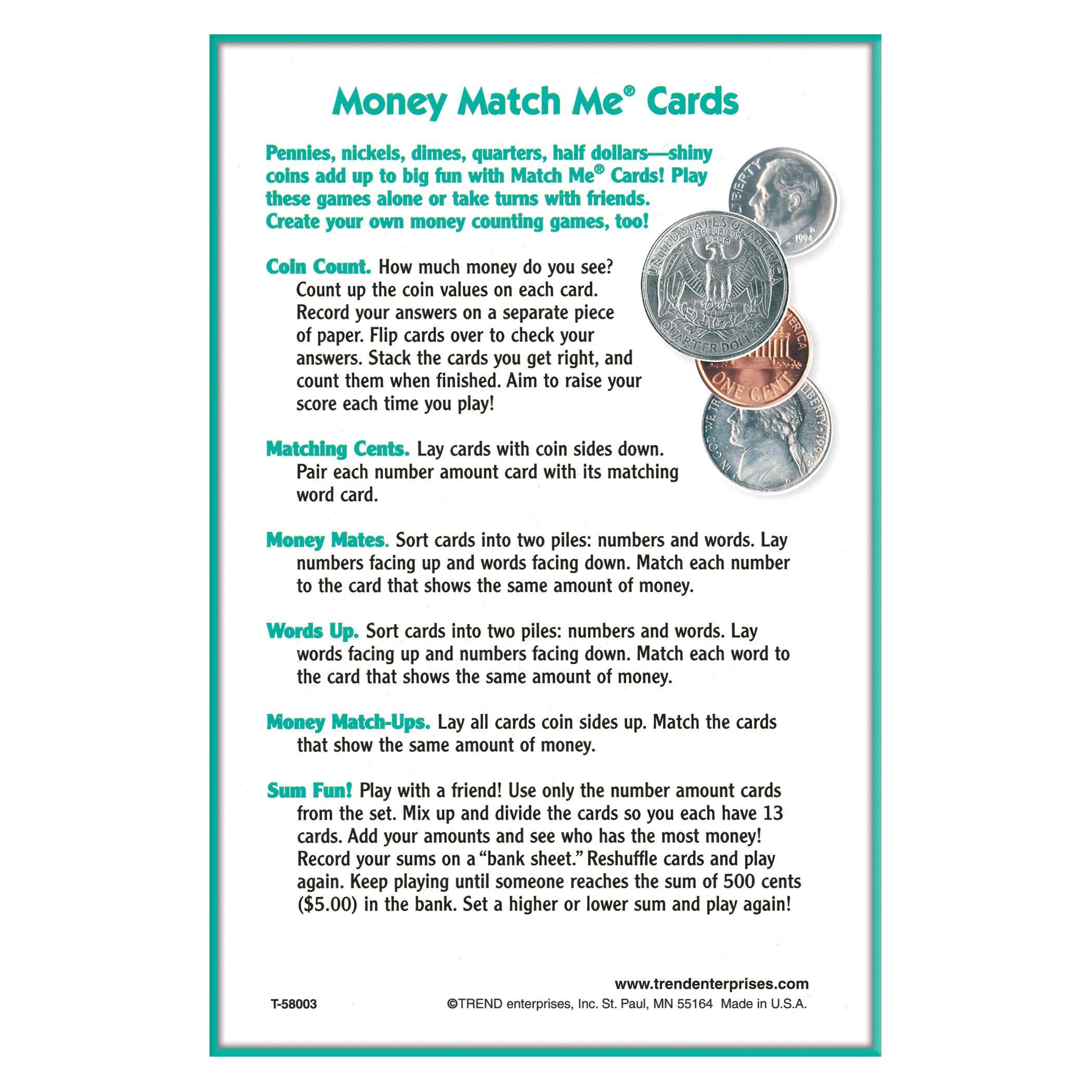 Money Match Me Cards 6