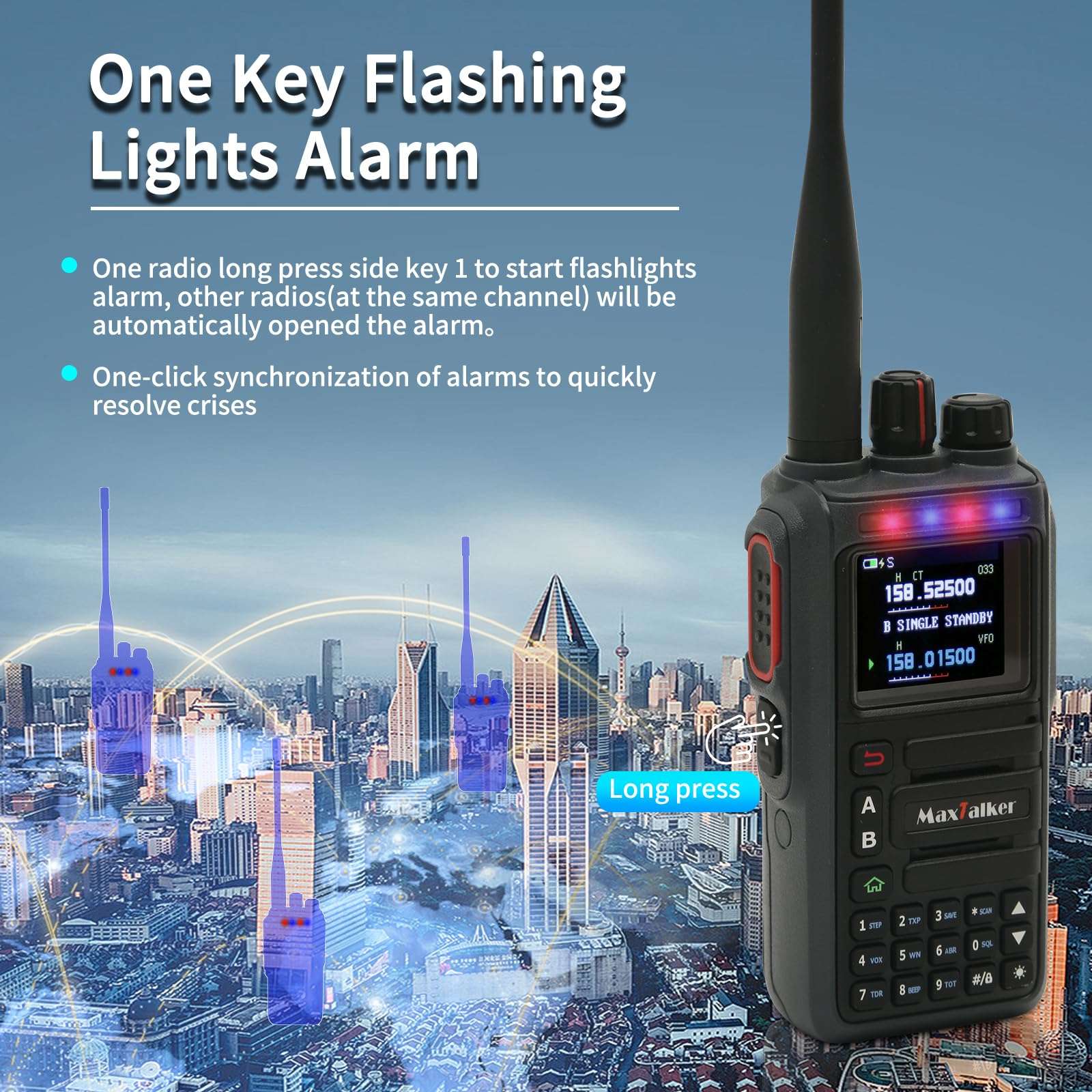 GMRS Ham Radios Long Range: MaxTalker TK-W60 Rechargeable 2 Way Radio Long Range Waterproof Ham Radio Handheld, AM/FM/NOAA/UHF/VHF Radio, Walkie Talkies for Adults 2 Pack 4