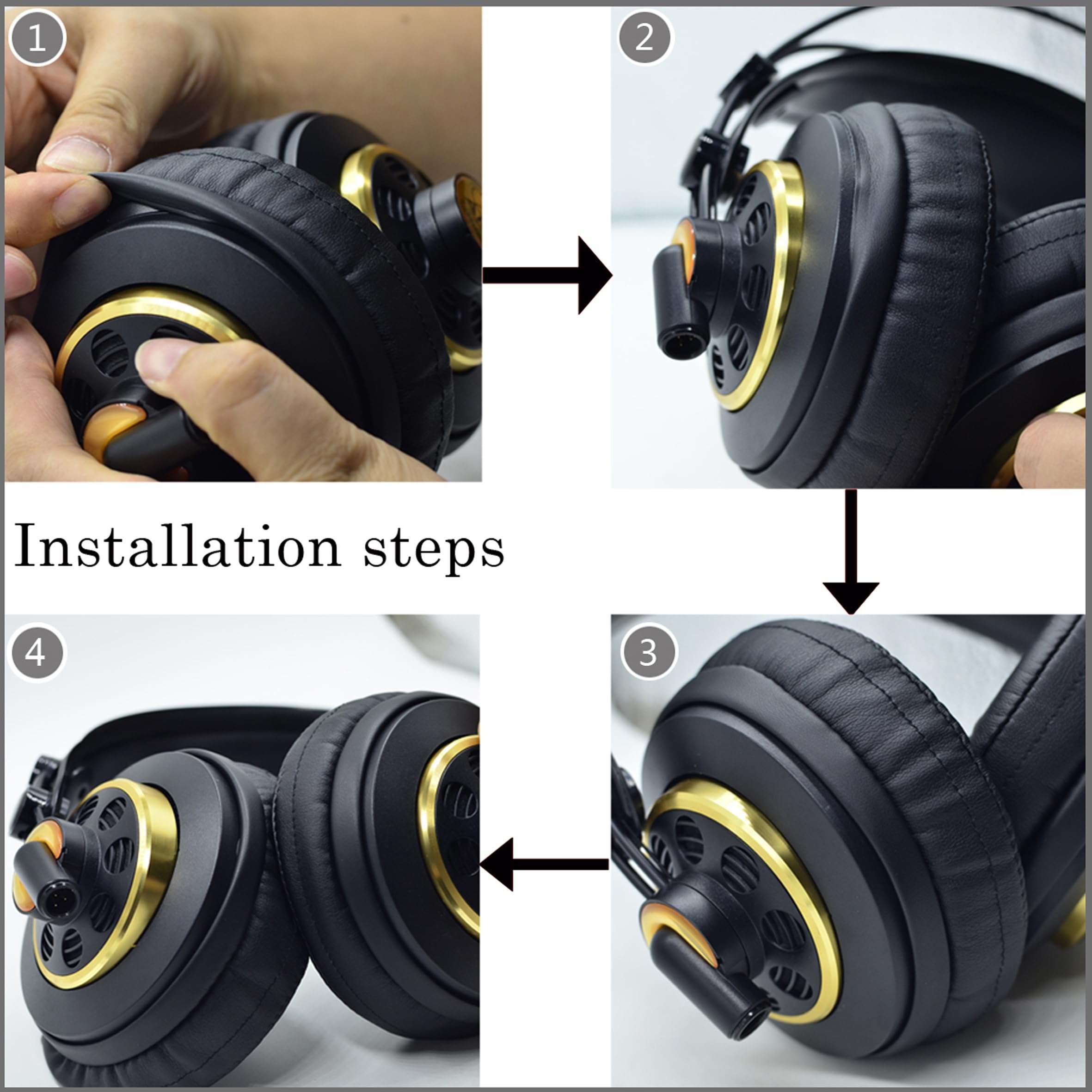 K240 Ear Pads defean Replacement Ear Cushion Earpads Pillow Cover Compatible with AKG K240 K550 K551 K553 K241 K241 K272 Headset,Softer Leather,High-Density Noise Cancelling Foam, Added Thickness 5