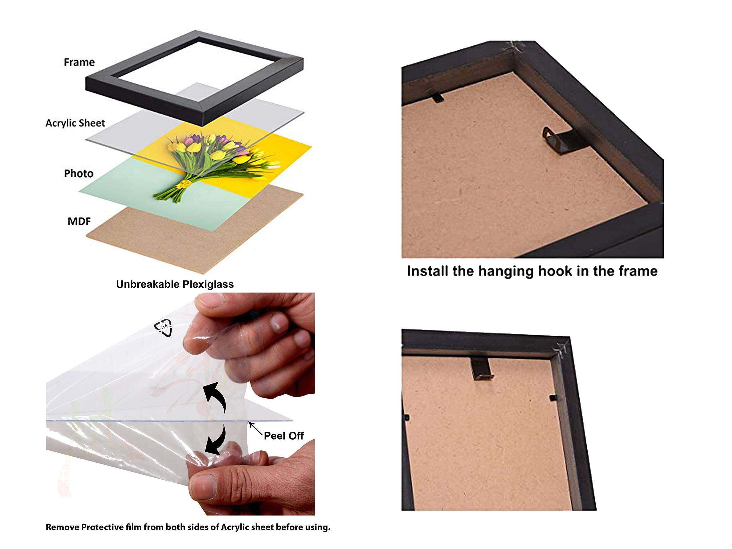 dhcrafts Photo Frames Black Color Synthetic Wood and Acrylic Glass Ice-Cream Design A4 Size (12X8) Inch Pack of 1 5